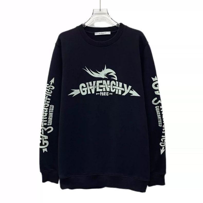 Givenchy Givenchy Black Logo Letter Print Distressed Cotton Crew Ne Size US S / EU 44-46 / 1 - 1 Thumbnail