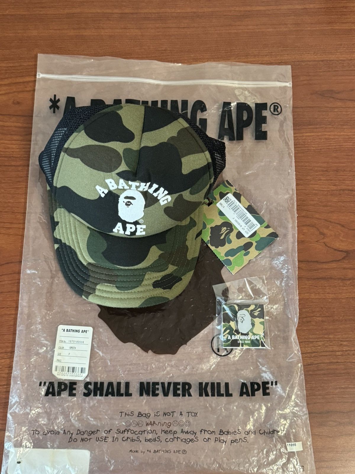image of Bape 1St Camo College Mesh Cap in Green, Men's