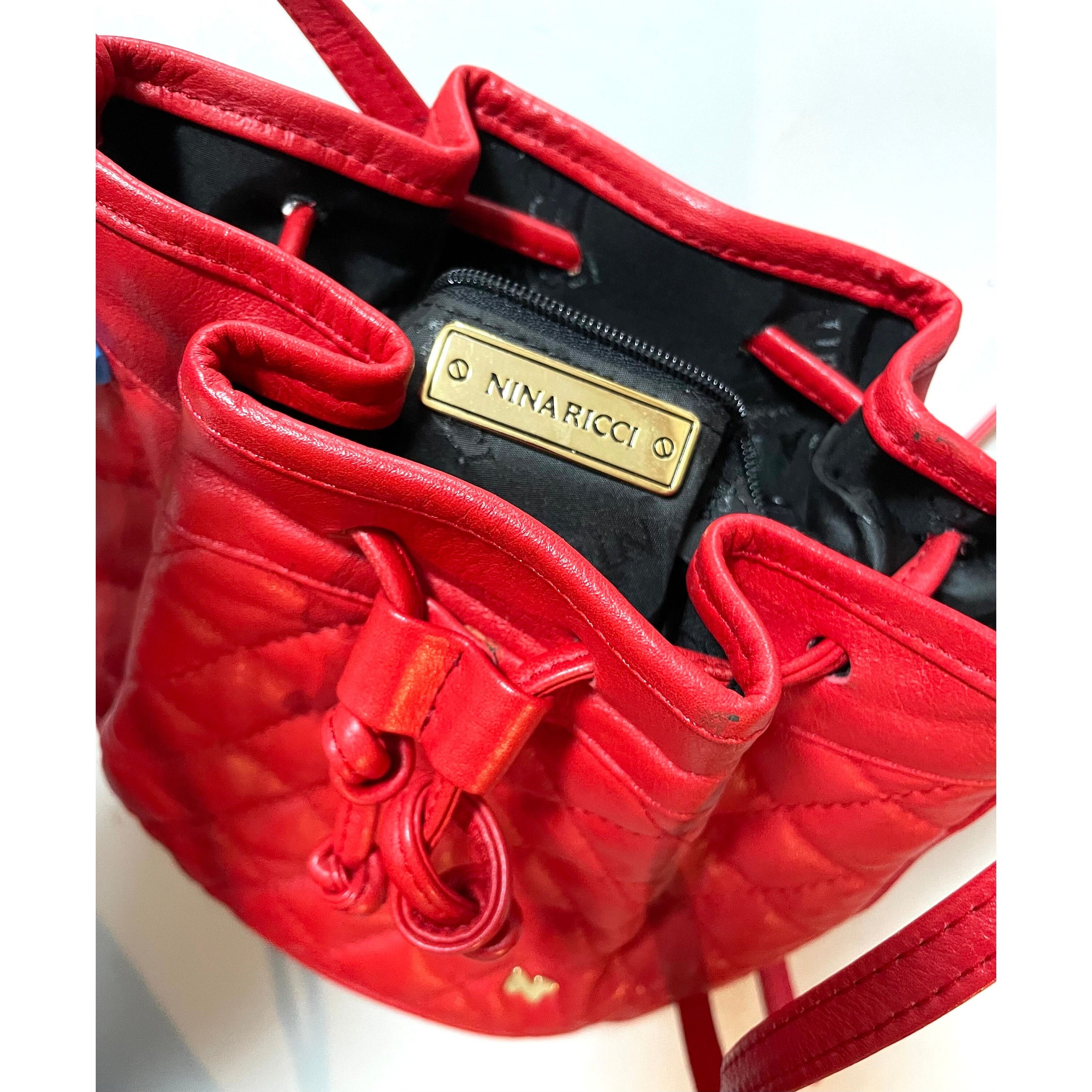 Nina Ricci Vintage Nina Ricci red quilted leather mini hobo bucket bag Size ONE SIZE - 8 Thumbnail