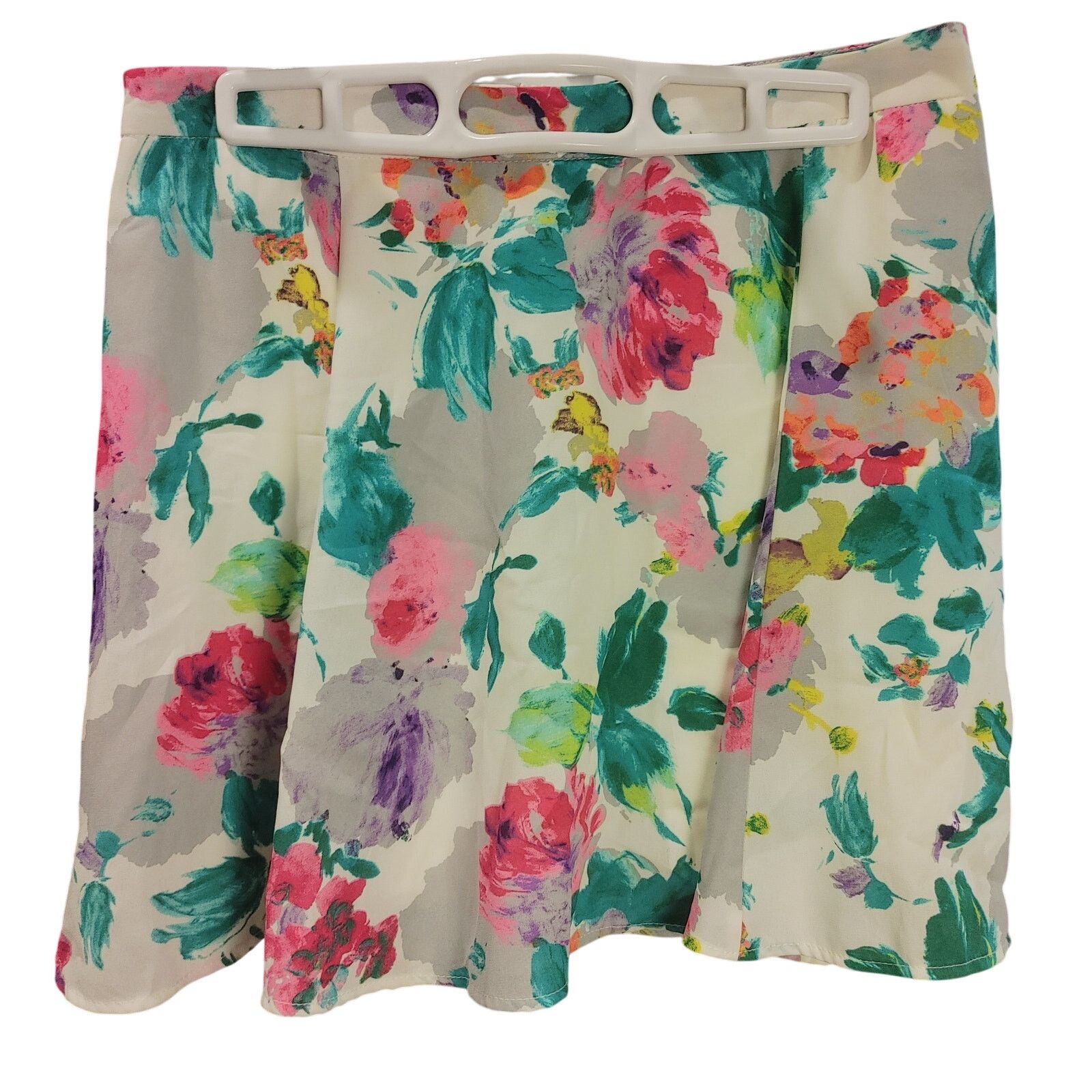 Other Lush Women's M White/Green/Red Floral Mini Skirt Size 27" / US 4 / IT 40 - 1 Thumbnail
