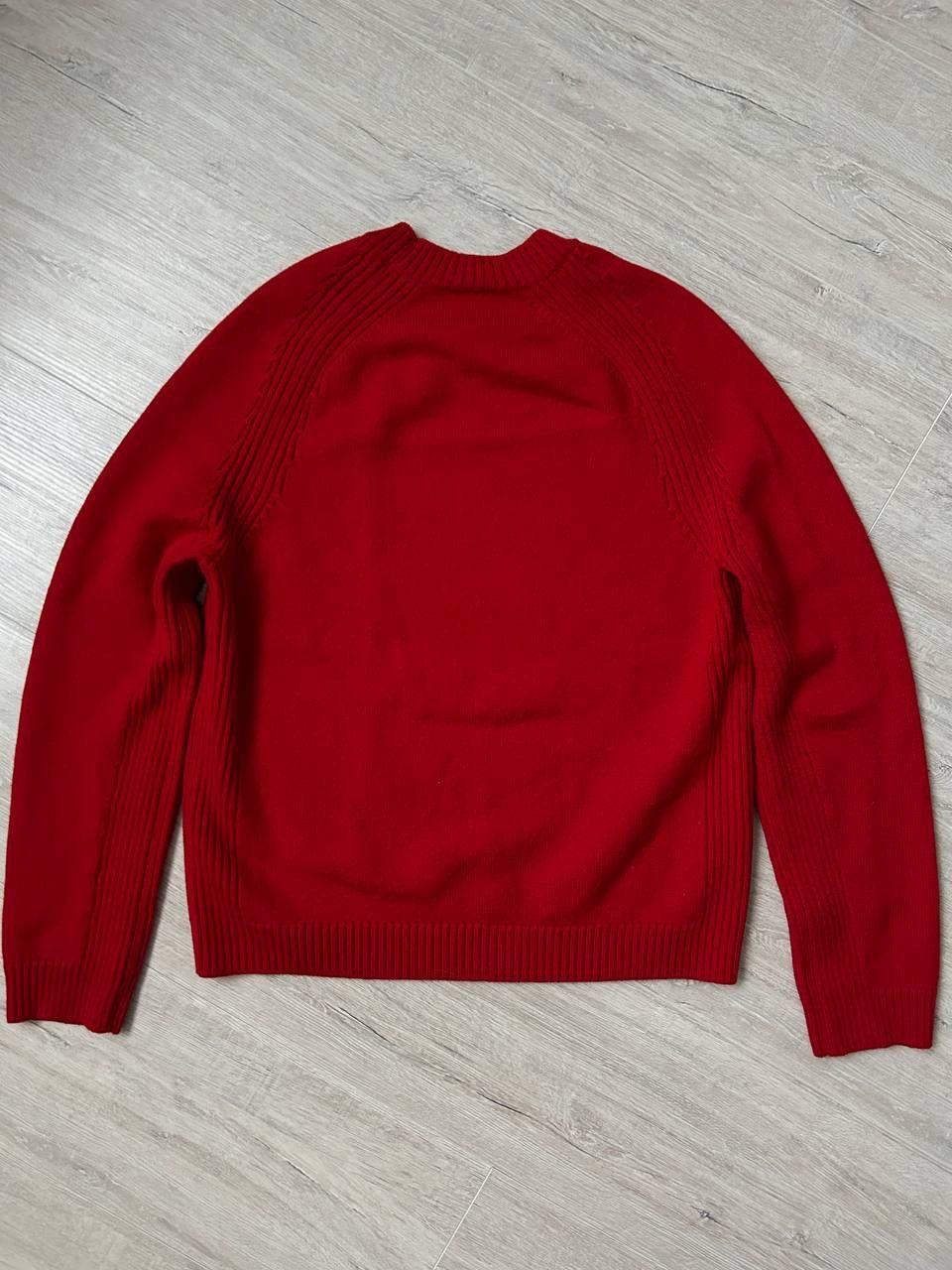 Prada Prada Milano Red Wool Knitted Raglan Logo Sweater Size 52 Size US M / EU 48-50 / 2 - 2 Thumbnail