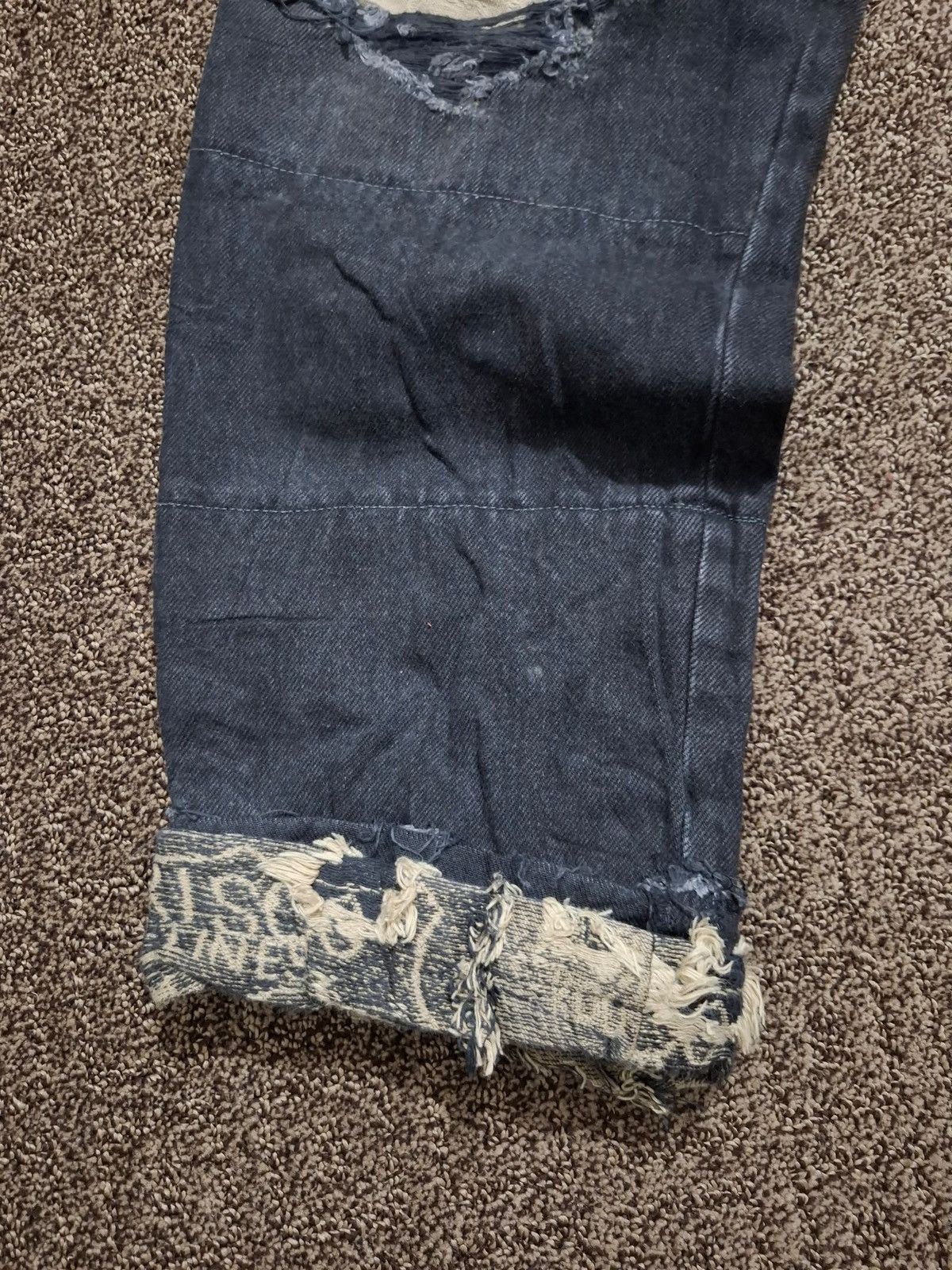Maison MIHARA YASUHIRO MAISON MIHARA YASUHIRO Damaged Repair Hybrid Denim Trousers Size US 35 - 9 Thumbnail