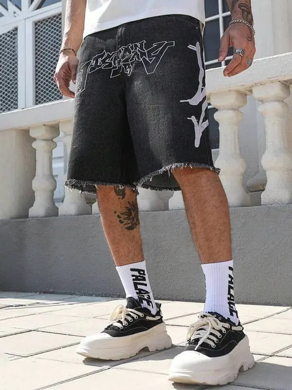 Japanese Brand Haseki x Mami Graphic Drip Y2k Shorts Jorts Denim Size US 32 / EU 48 - 2 Thumbnail