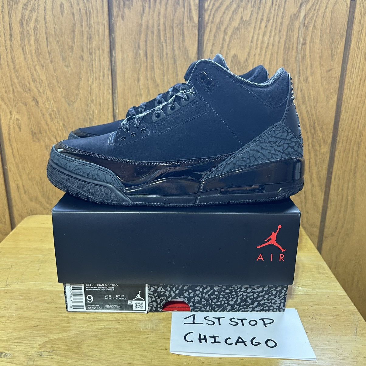 Designer × Jordan Brand × Nike Air Jordan 3 Retro Black Cat 2025 CT8532-001 Men’s 9 NEW Size US 9 / EU 42 - 6 Thumbnail