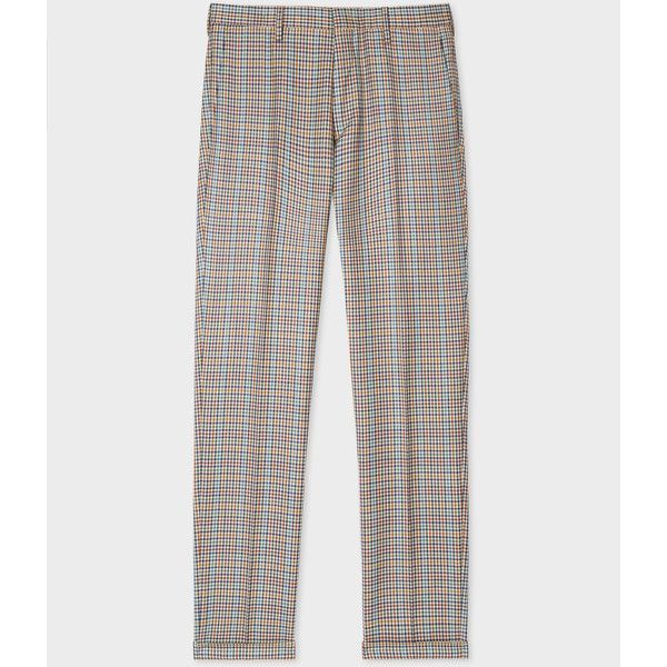 image of Paul Smith Wool-Silk-Linen Brown Check Trousers Sample, Men's (Size 30)