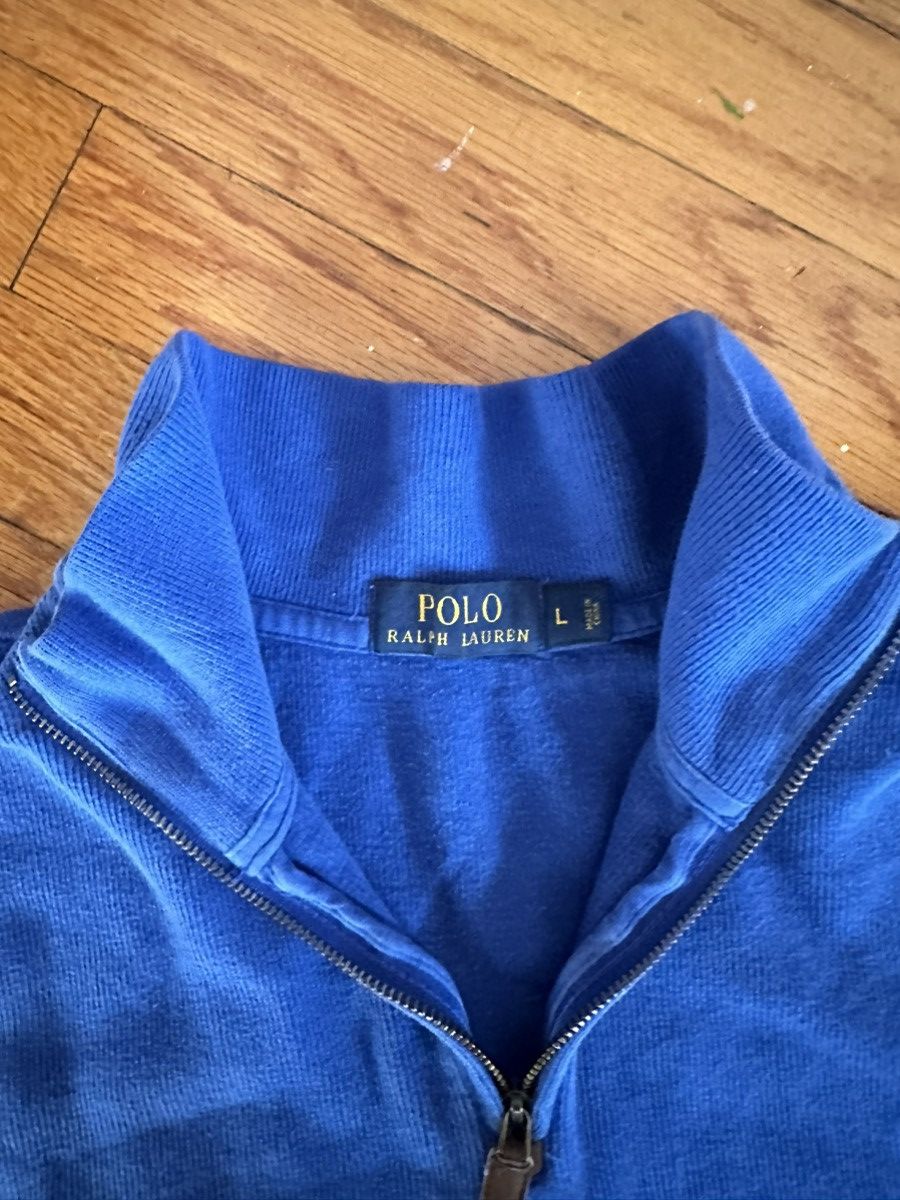 Polo Ralph Lauren × Vintage Blue Polo Ralph Lauren Quater Zip Sweater Size US L / EU 52-54 / 3 - 2 Thumbnail