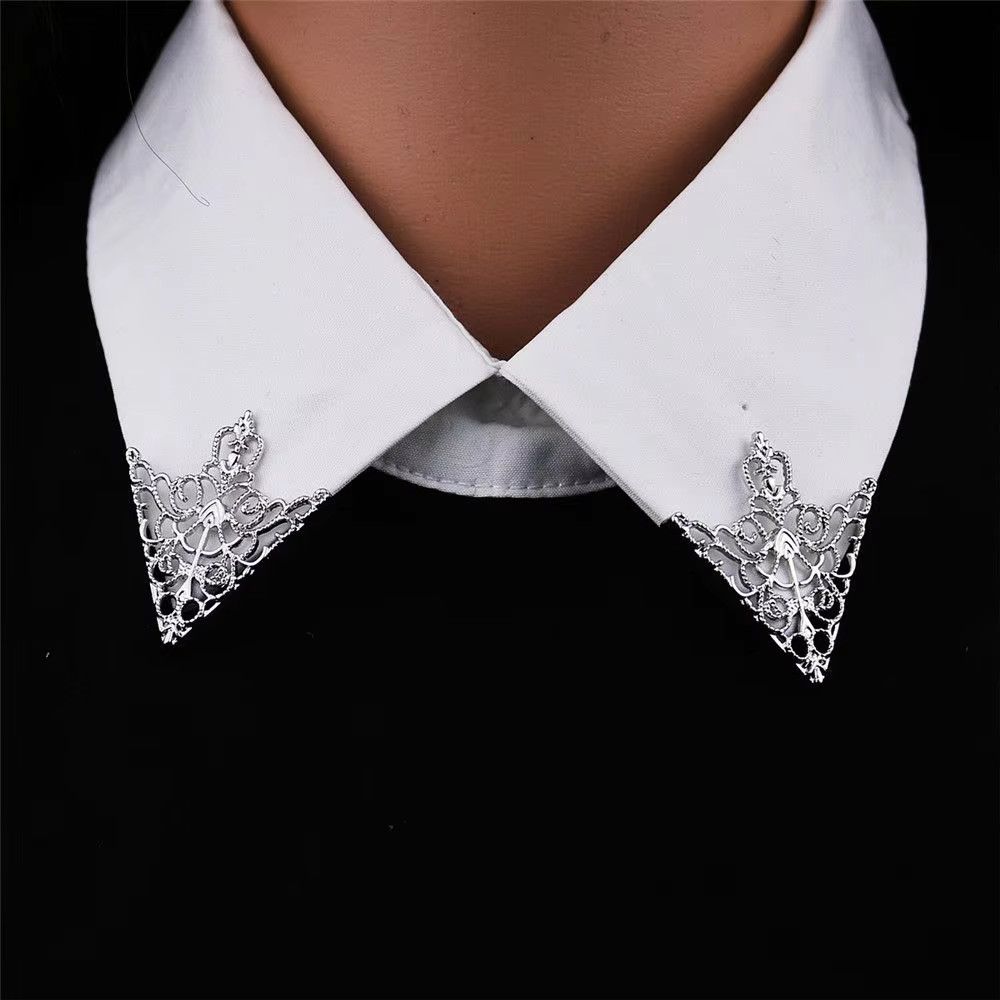 Jewelry Silver Triangle Shirt Collar Brooches Size ONE SIZE - 1 Thumbnail