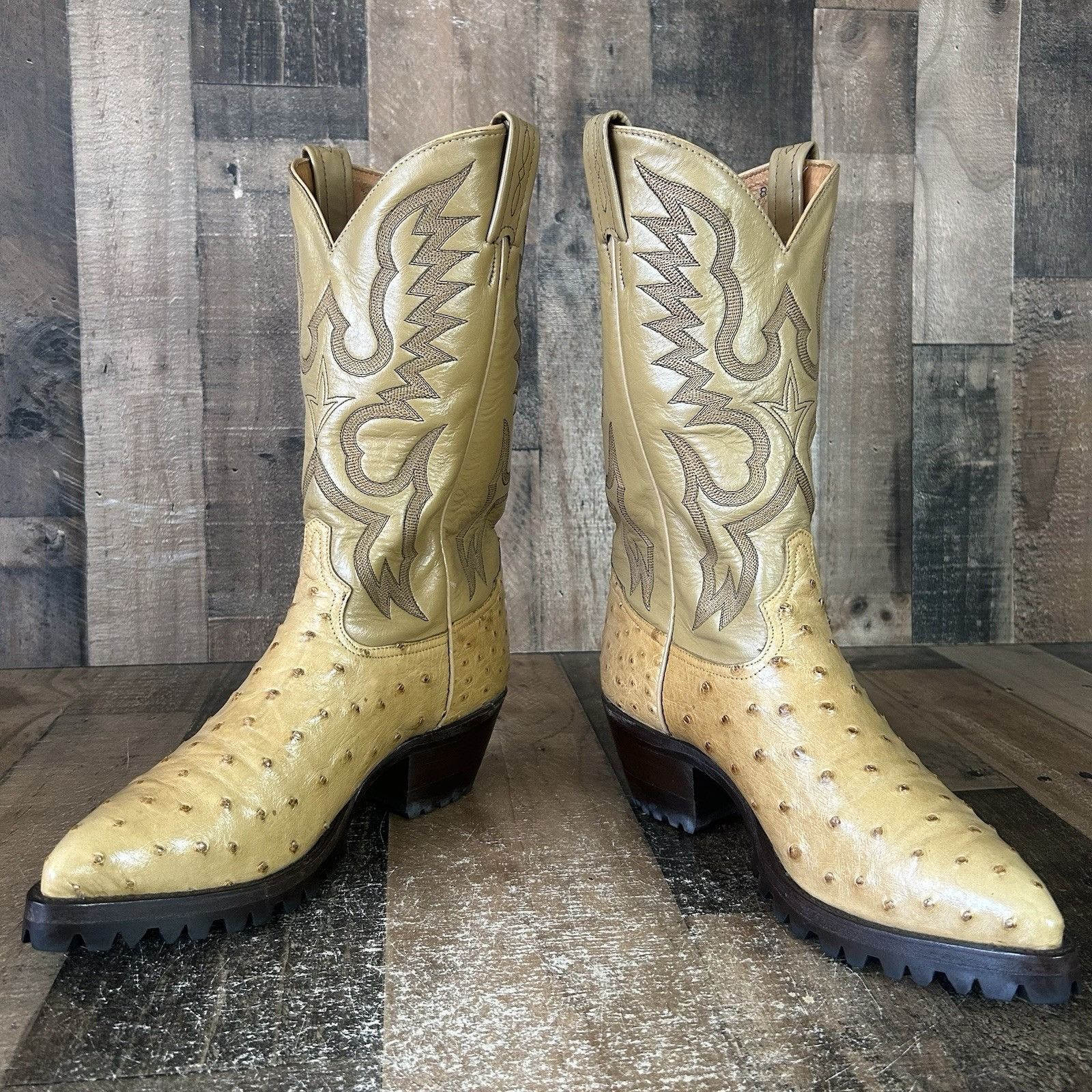 Tony Lama Tony Lama Vintage Lug Sole Ostrich Cowboy Boots Mens 9.5 EE Size US 9.5 / EU 42-43 - 11 Thumbnail