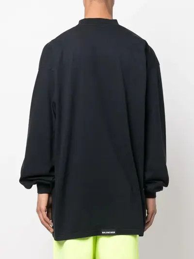 Balenciaga o1mt1gz0525 Tab Long Sleeve T-Shirt Oversized in Black Size US XL / EU 56 / 4 - 3 Thumbnail