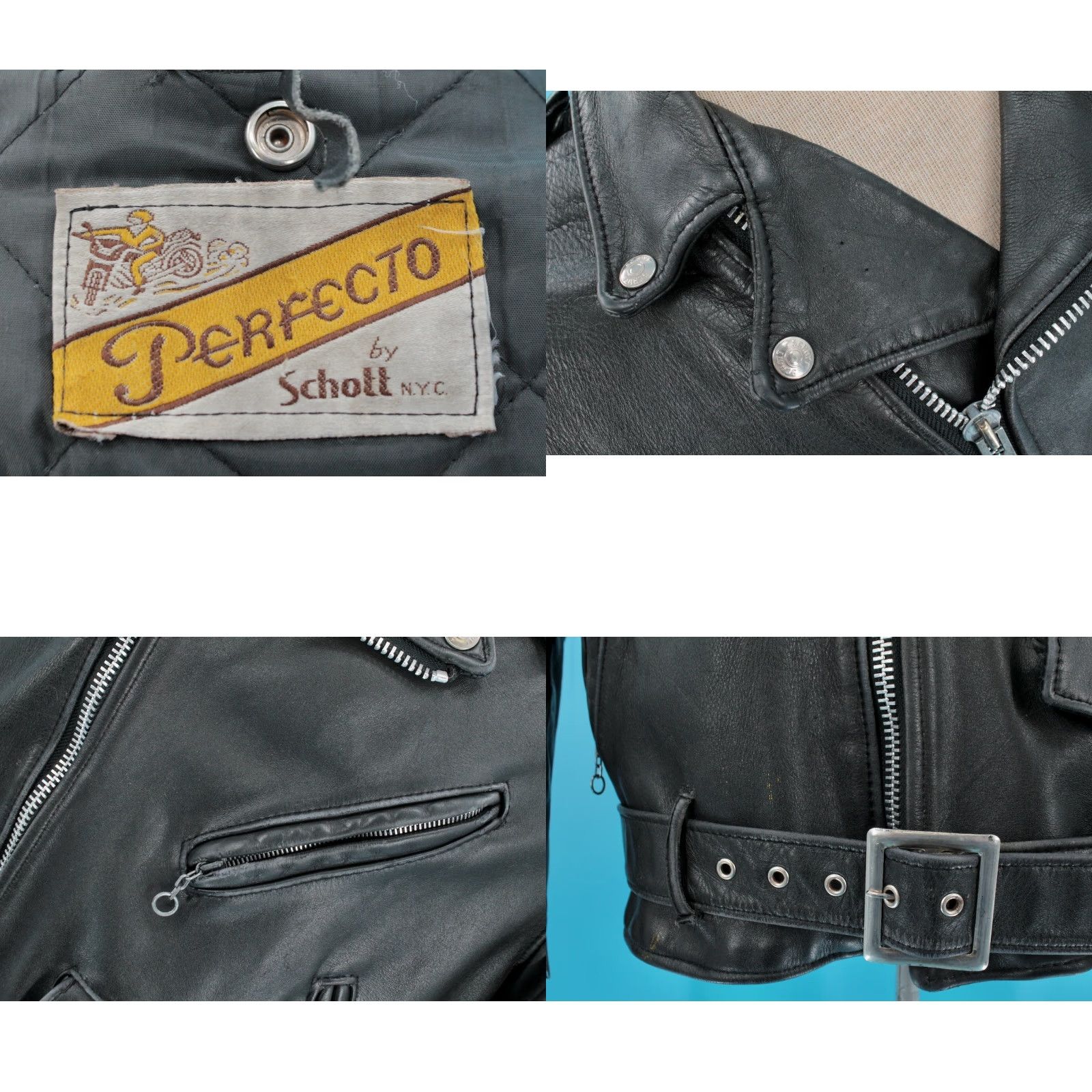 Schott Schott NYC Men’s VTG Black Leather Perfecto Motorcycle Jacket Sz S/M Shirt? Size US S / EU 44-46 / 1 - 8 Thumbnail