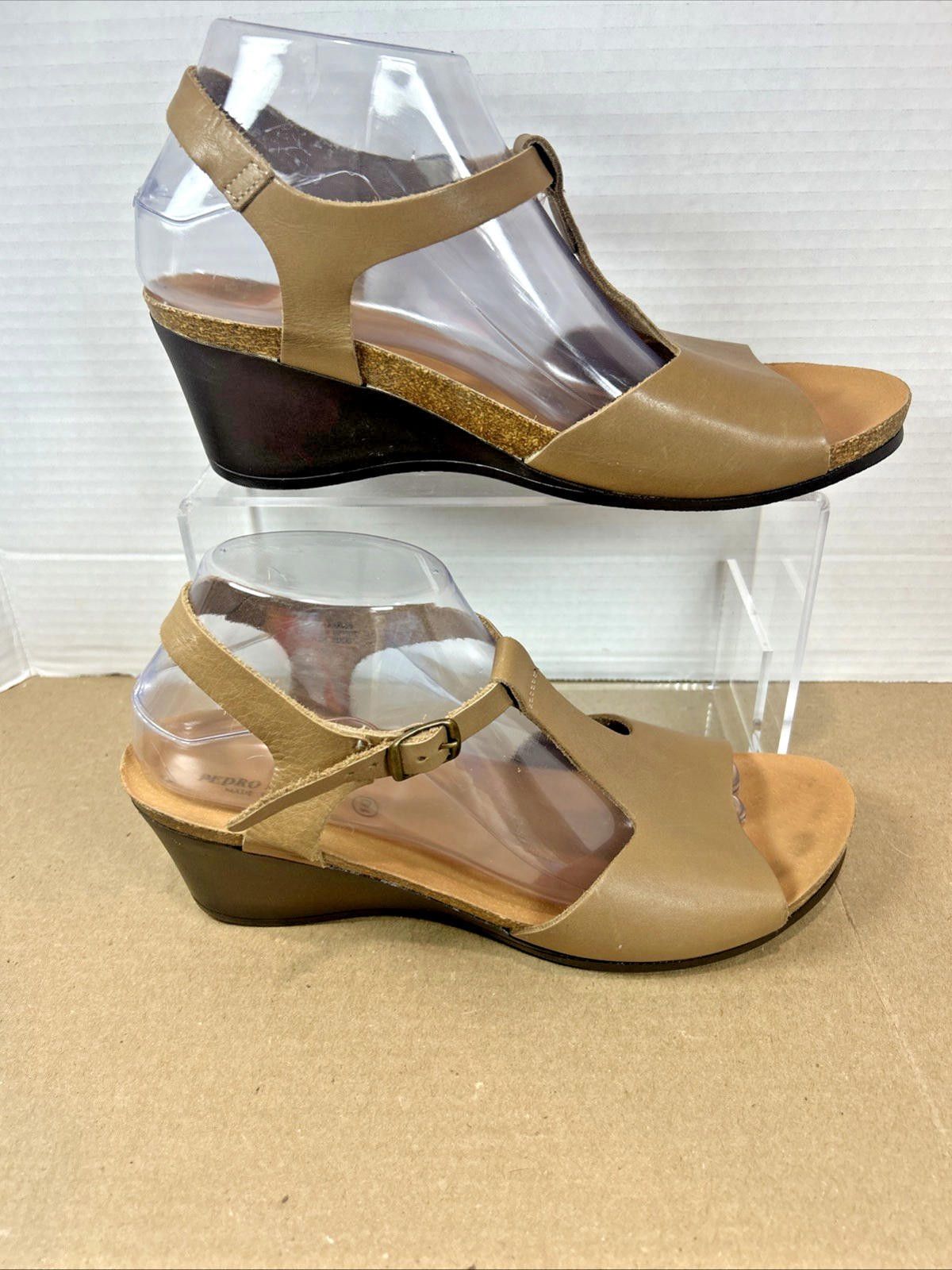 Designer PEDRO INIESTA Tan Leather Sandals Shoes Spain Sz 10M Women Size US 10 / IT 40 - 1 Thumbnail