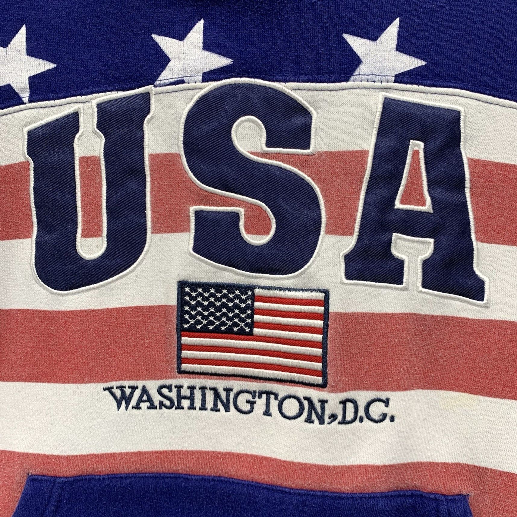 Vintage VINTAGE 90s Hoodie USA Flag Allover Print Joe’s Medium Mens Cotton Blend Fleece Pullover 80s 90s Graphic Size US M / EU 48-50 / 2 - 6 Thumbnail