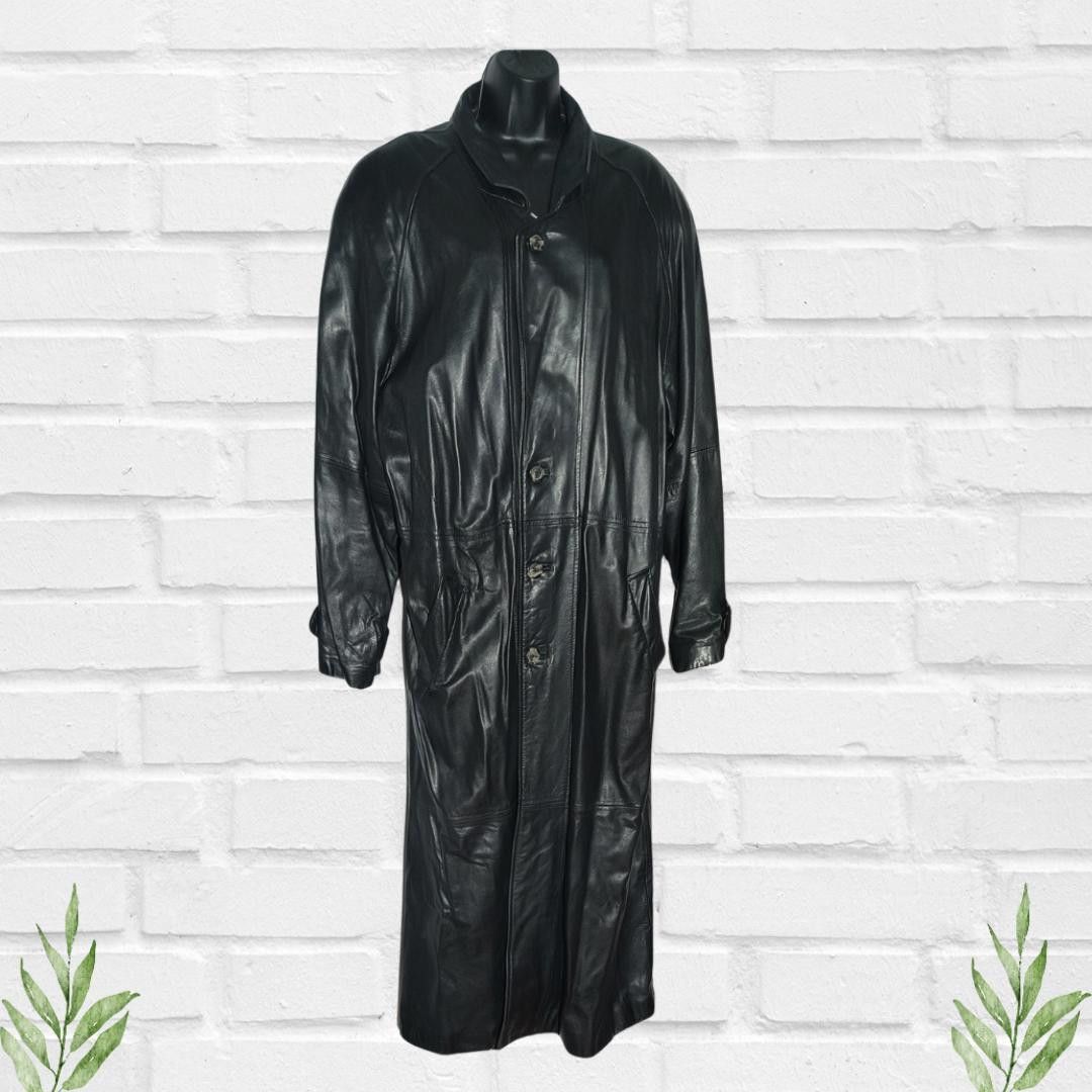 Tannery West Tannery West Women's Vintage Black Leather Overcoat Size L Size L / US 10 / IT 46 - 2 Thumbnail