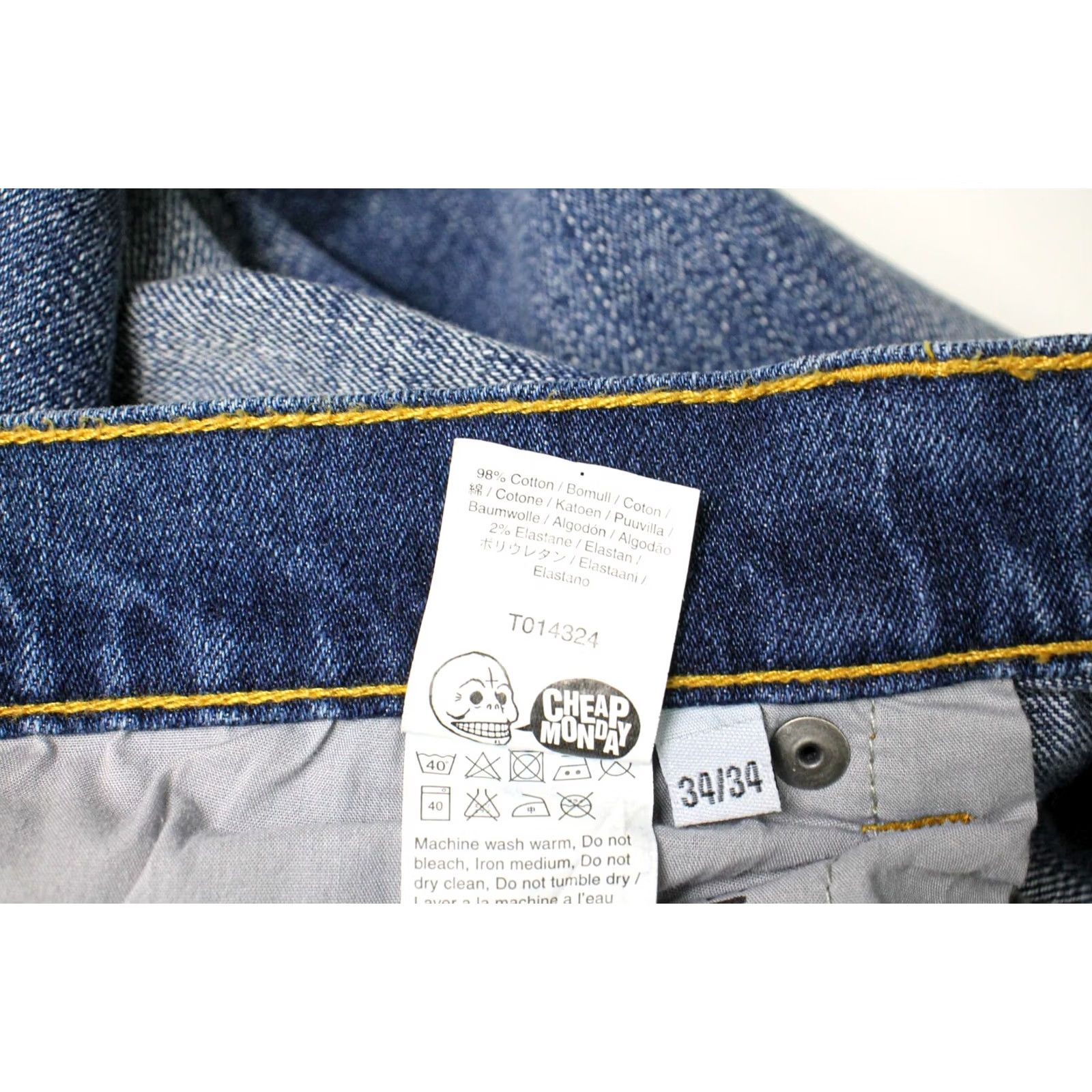 Cheap Monday Cheap Monday Jeans Men Slim Zip Low Bleach Print W34/L34 Faded Blue Denim Slim Fit Distressed No Pattern Casual Blue Jeans Size US 34 / EU 50 - 7 Thumbnail