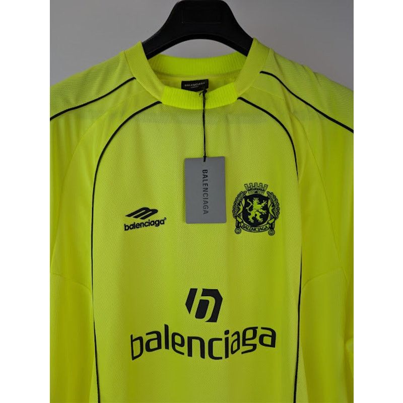 Balenciaga o1rshd1 Soccer Fluo Paris Tech Jersey T-Shirt in Fluo Yellow Size US L / EU 52-54 / 3 - 8 Thumbnail