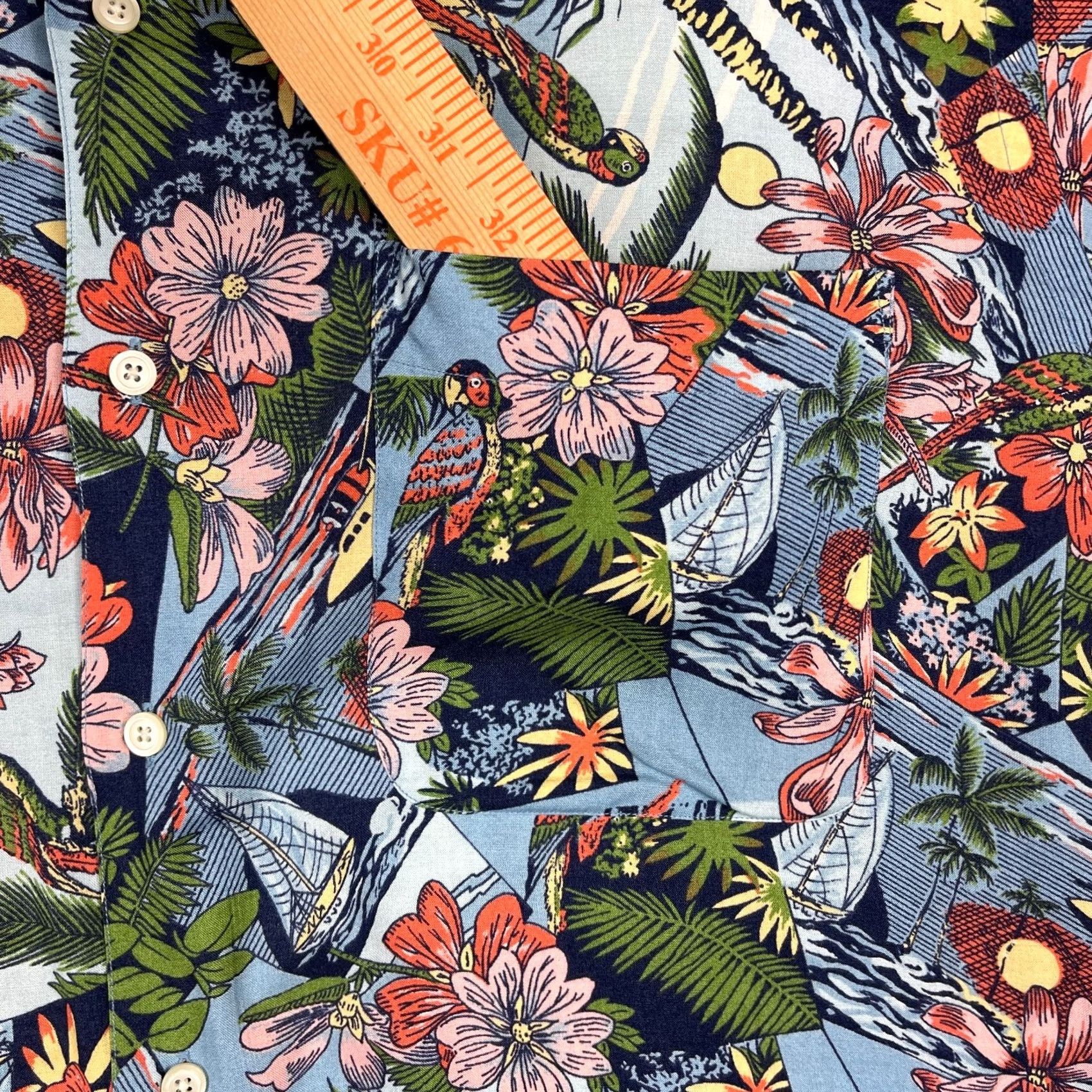 Nautica VINTAGE Nautica Camp Shirt USA Made Large Blue Seaplane Island Sailboat Birds Size US L / EU 52-54 / 3 - 5 Thumbnail
