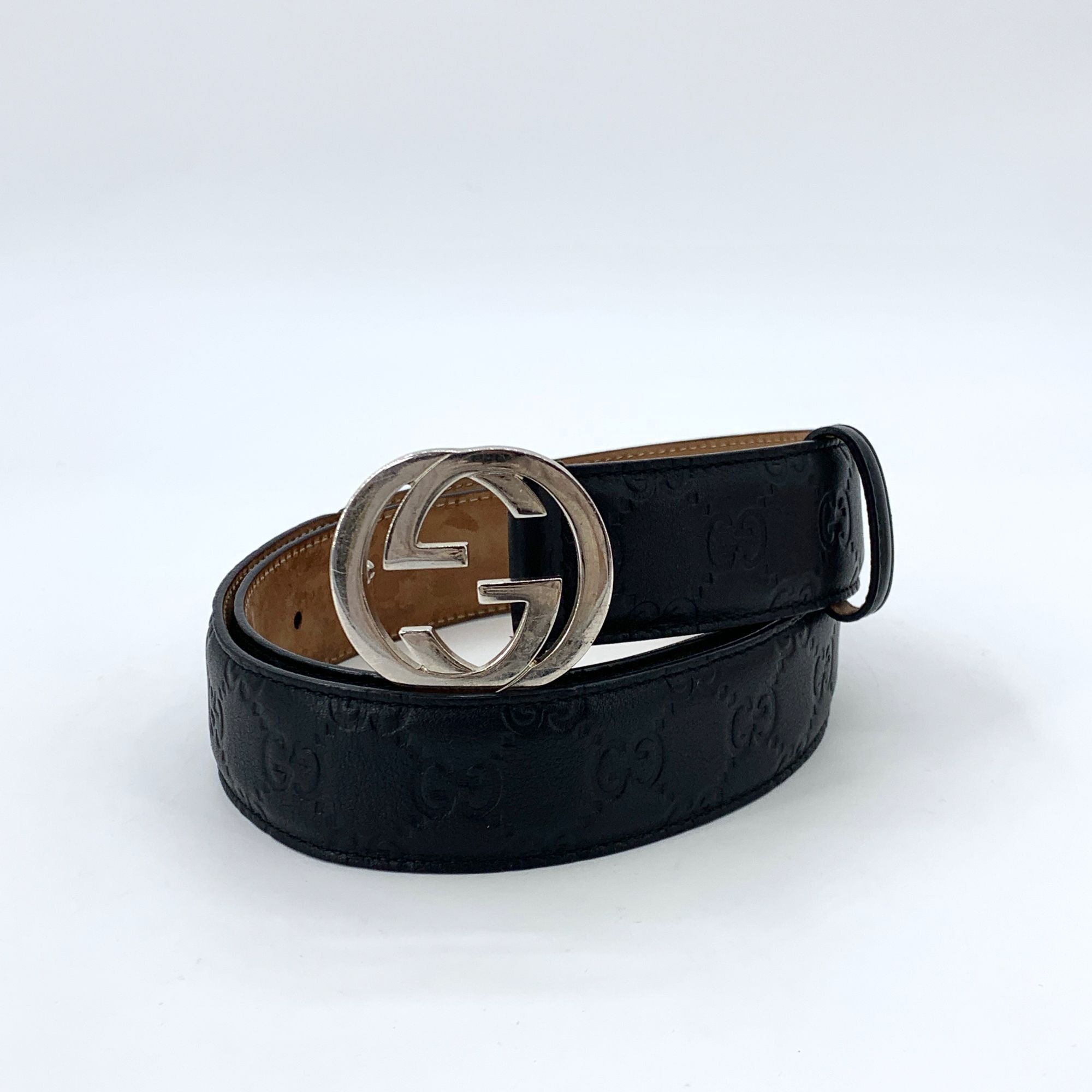 Gucci Gucci Black Logo Print Smooth Buckle Belt (97*3cm) Size ONE SIZE - 1 Thumbnail