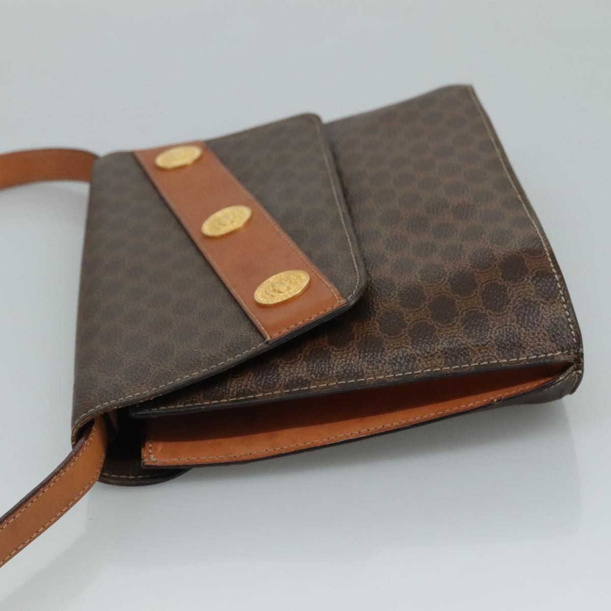 Celine CELINE Macadam Canvas Shoulder Bag Pvc Leather Gold Brown Size ONE SIZE - 4 Thumbnail