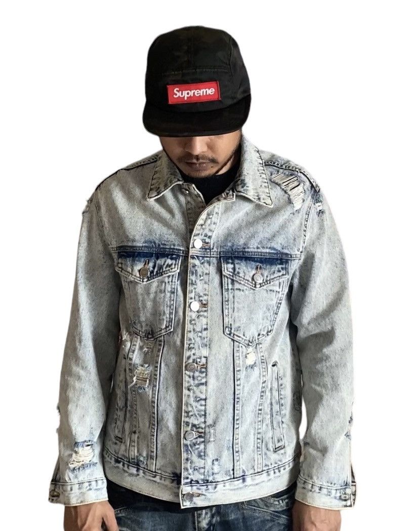 Bershka Vintage Distressed Trash Berska Denim Jacket like Amiri Size US M / EU 48-50 / 2 - 20 Thumbnail