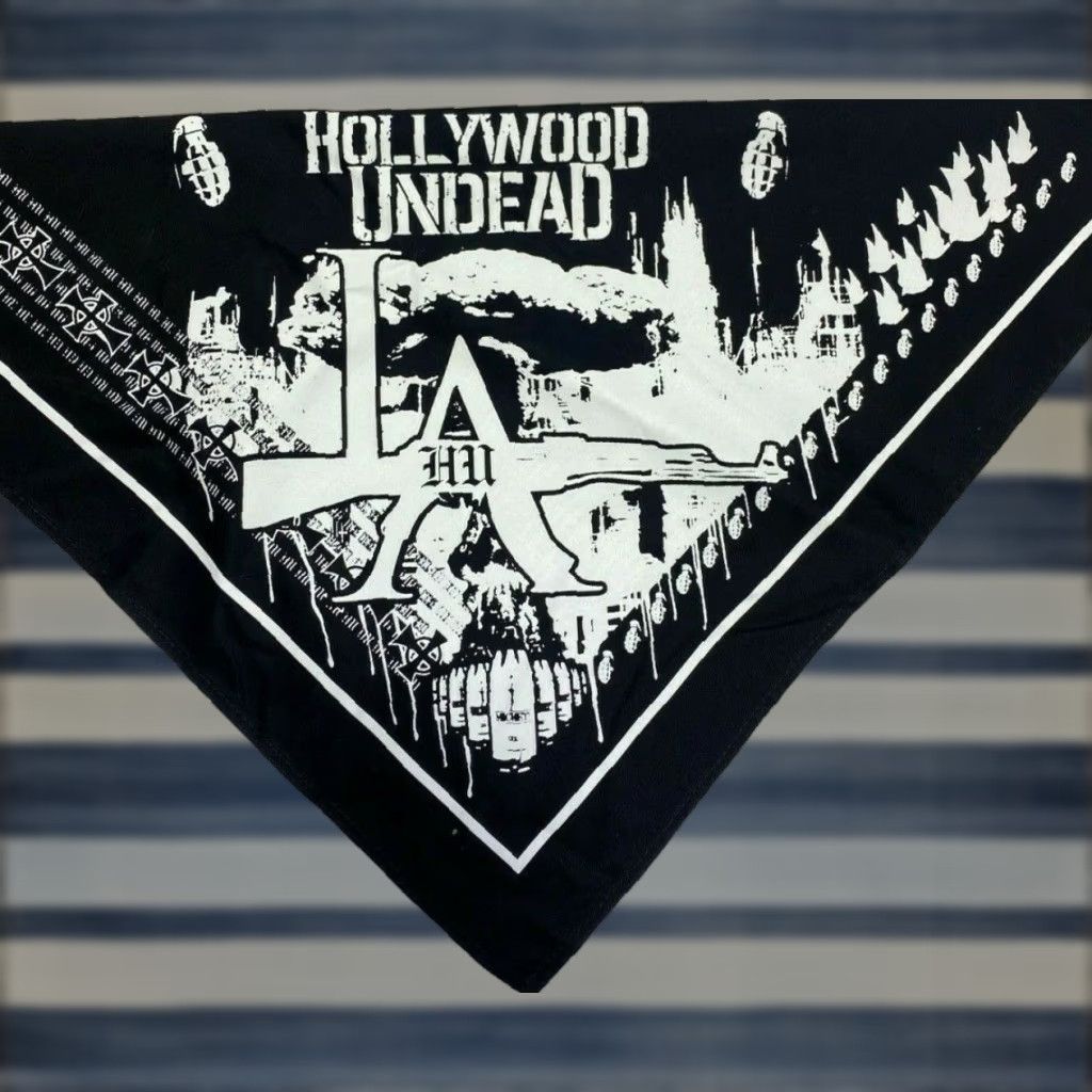 Vintage Hollywood Undead LA HU Bandana Paisley Face Mask Head Wrap Scarf Mouth Cover 20 BY 20 INCH Black Size ONE SIZE - 1 Thumbnail