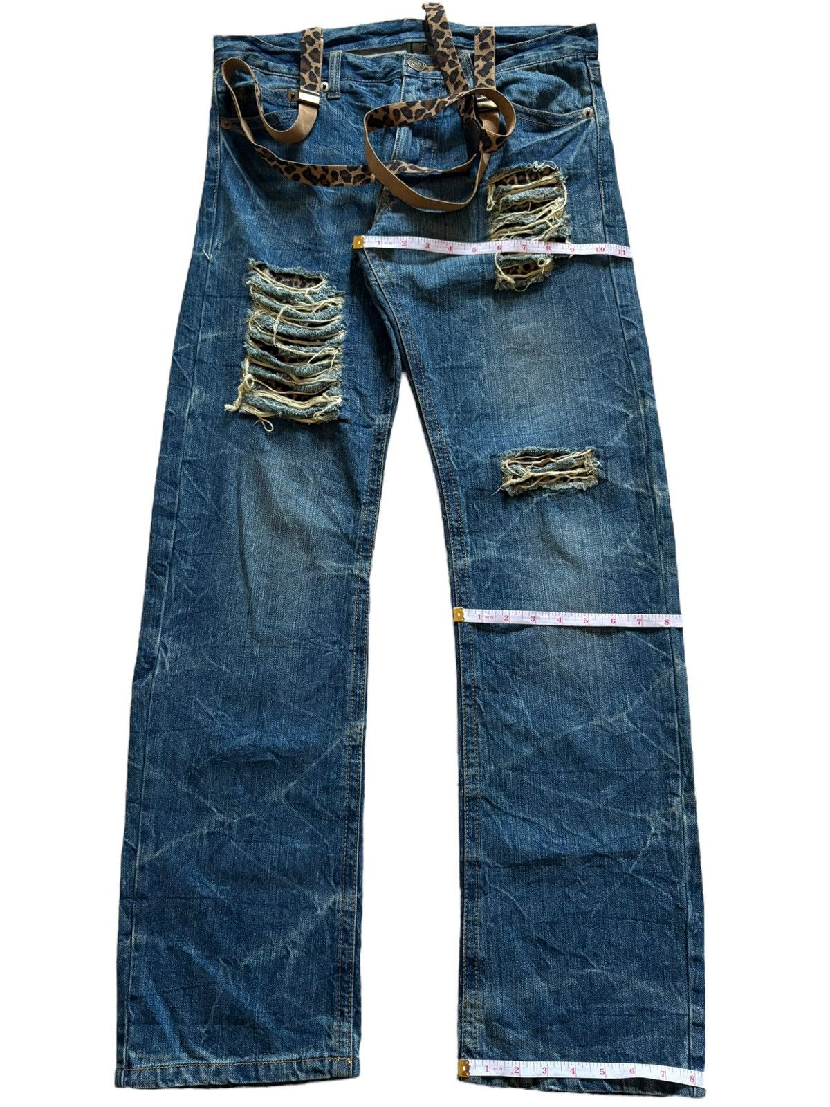 Japanese Brand SALES🔥Vintage Japanese Brand Leopard Patch Baggy Jeans Size 33" - 14 Thumbnail