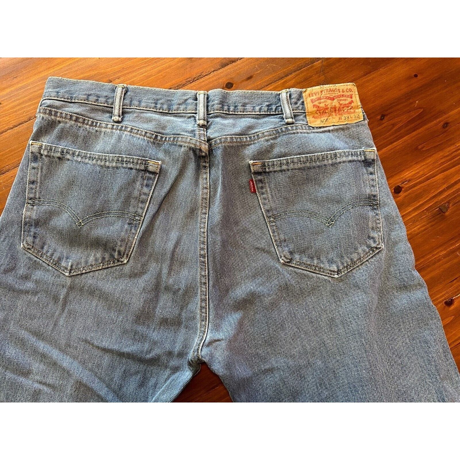 Levi's Levis 505 Regular Fit Jeans 38x32 Blue Light Wash, Distress Size US 38 / EU 54 - 5 Thumbnail