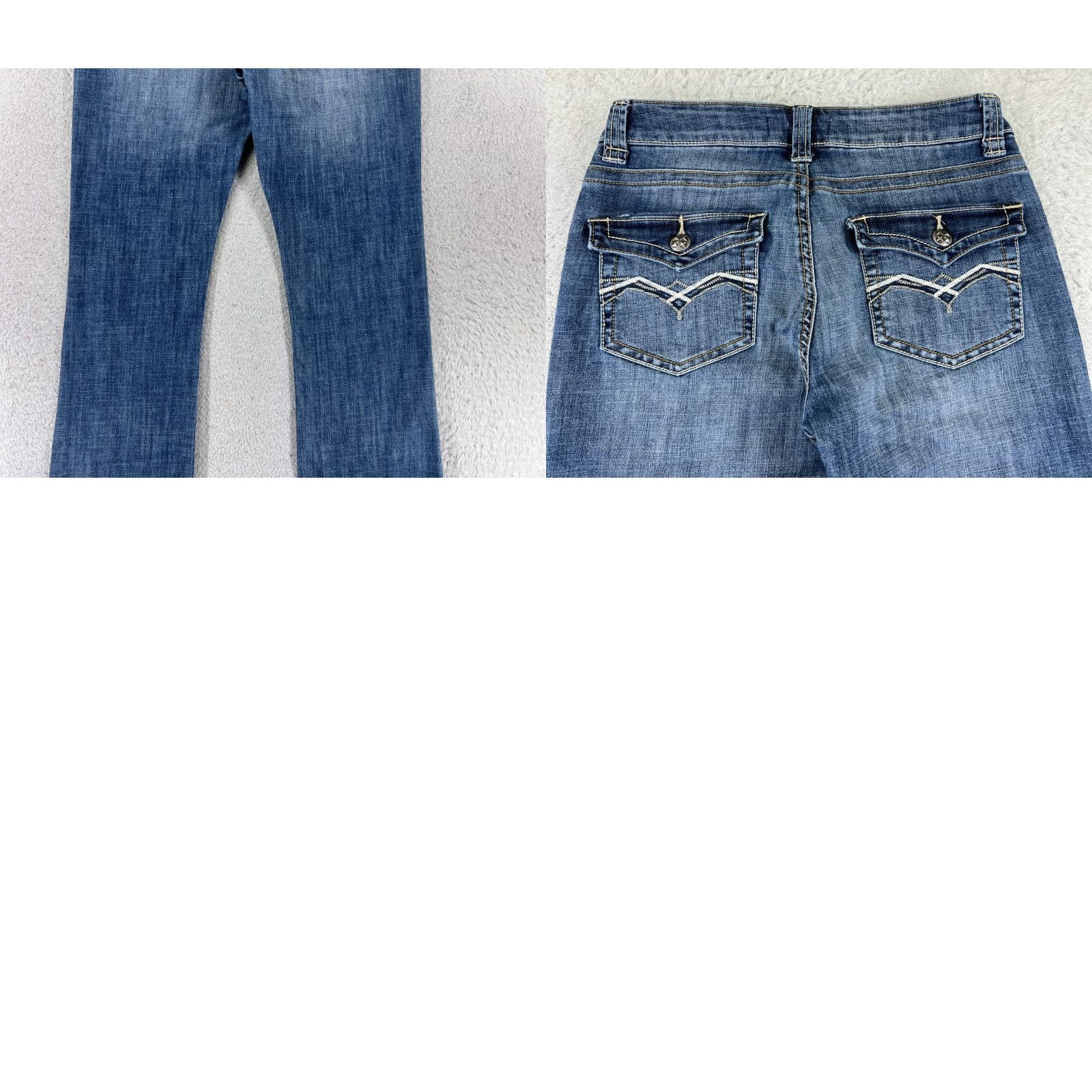 Lee Lee Jeans Women Bootcut Denim 28x32 Blue Mid Rise 8 Regular 5-Pocket Zipper Distressed Cotton Blend Cowboy Southwestern Designer N/A Size 30" / US 8 / IT 44 - 10 Thumbnail