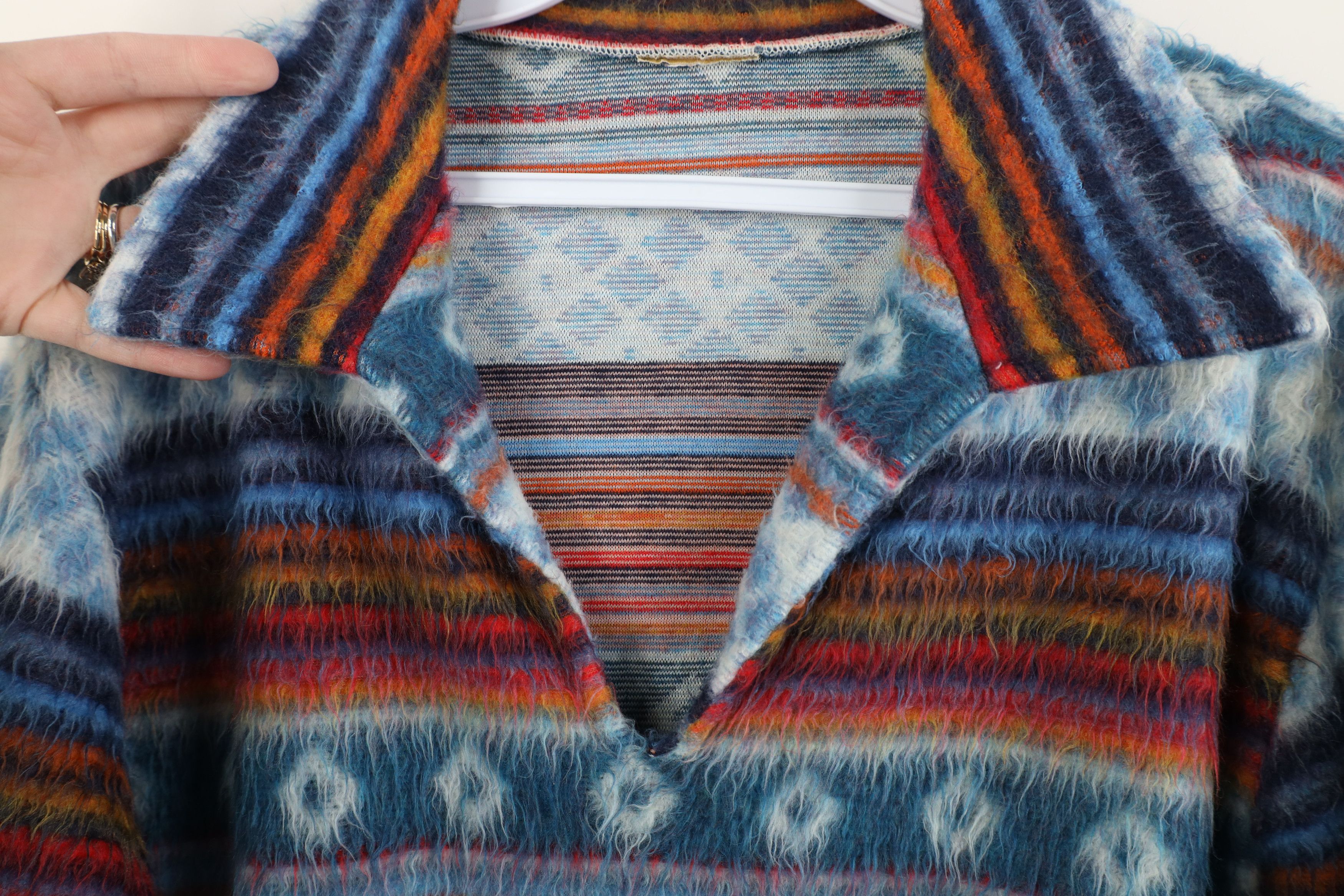 Vintage Vintage 70s Streetwear Fair Isle Shag Fleece Sweater Size L / US 10 / IT 46 - 8 Thumbnail