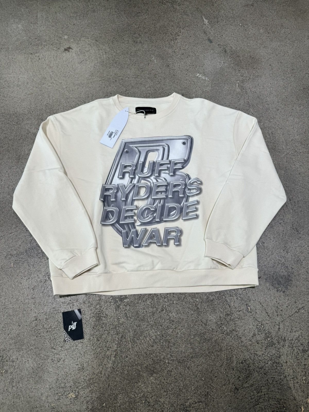 image of Who Decides War Ruff Ryders Crewneck Cream Size Xl, Men's