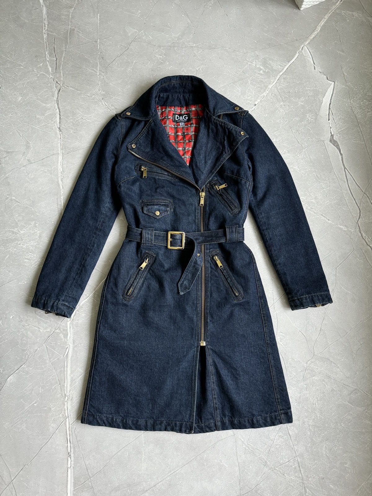 Dolce & Gabbana Vintage 00s Dolce & Gabbana Denim Biker Trench Coat Jacket Size S / US 4 / IT 40 - 1 Thumbnail
