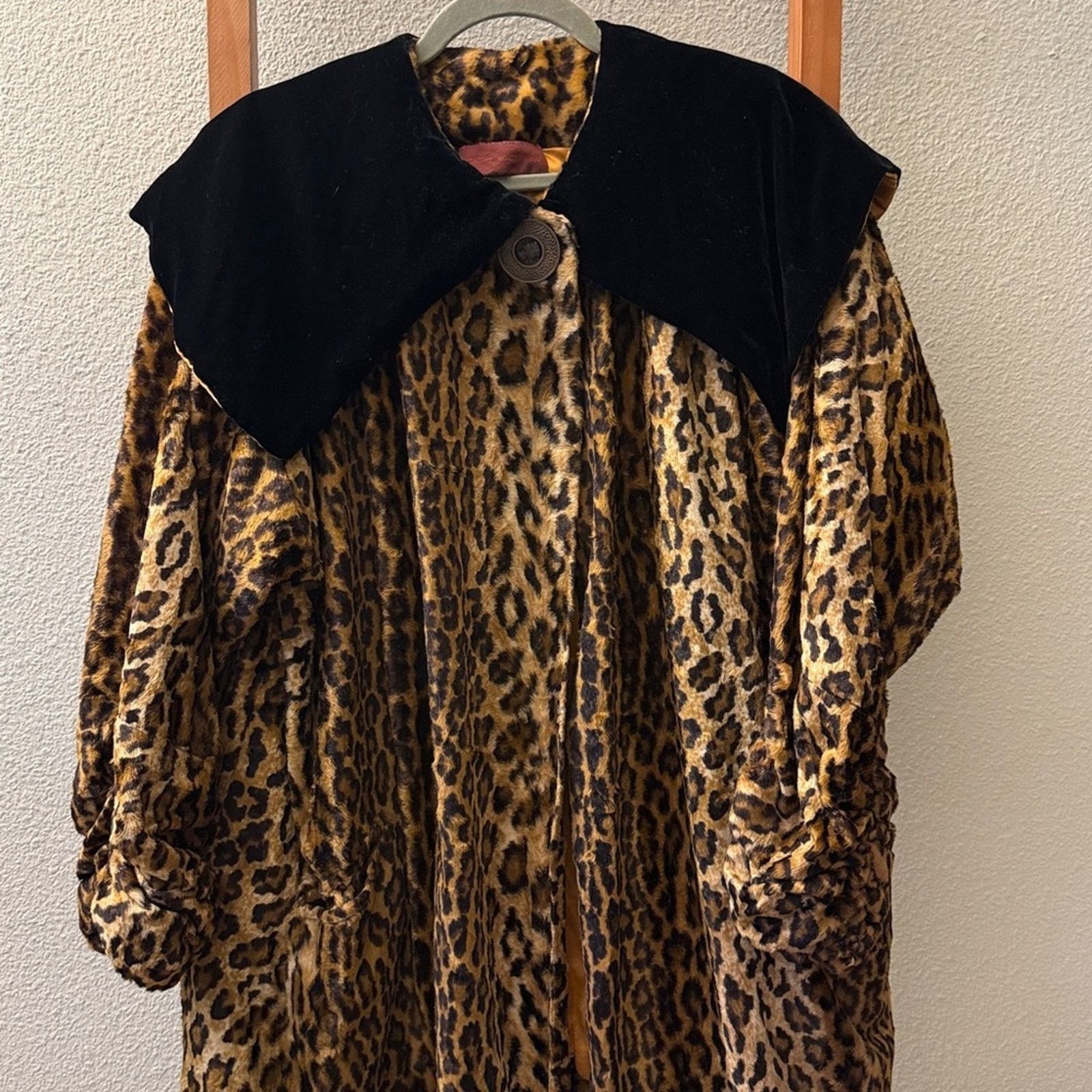 Other Vintage Cathy Waterman Leopard Long Coat with blk caplet Size L / US 10 / IT 46 - 2 Thumbnail