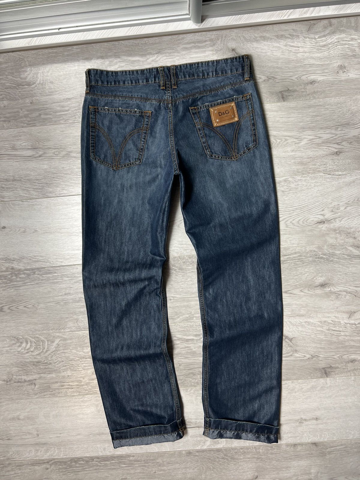 Vintage Dolce Gabbana Magic Design Leather Logo Baggy Jeans