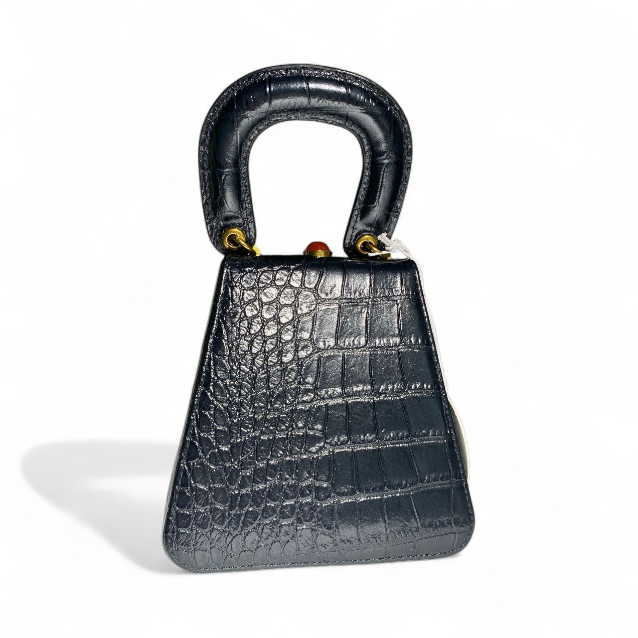 Staud STAUD Kenny Croc-Embossed Leather Top Handle Bag - Black Size ONE SIZE - 4 Thumbnail