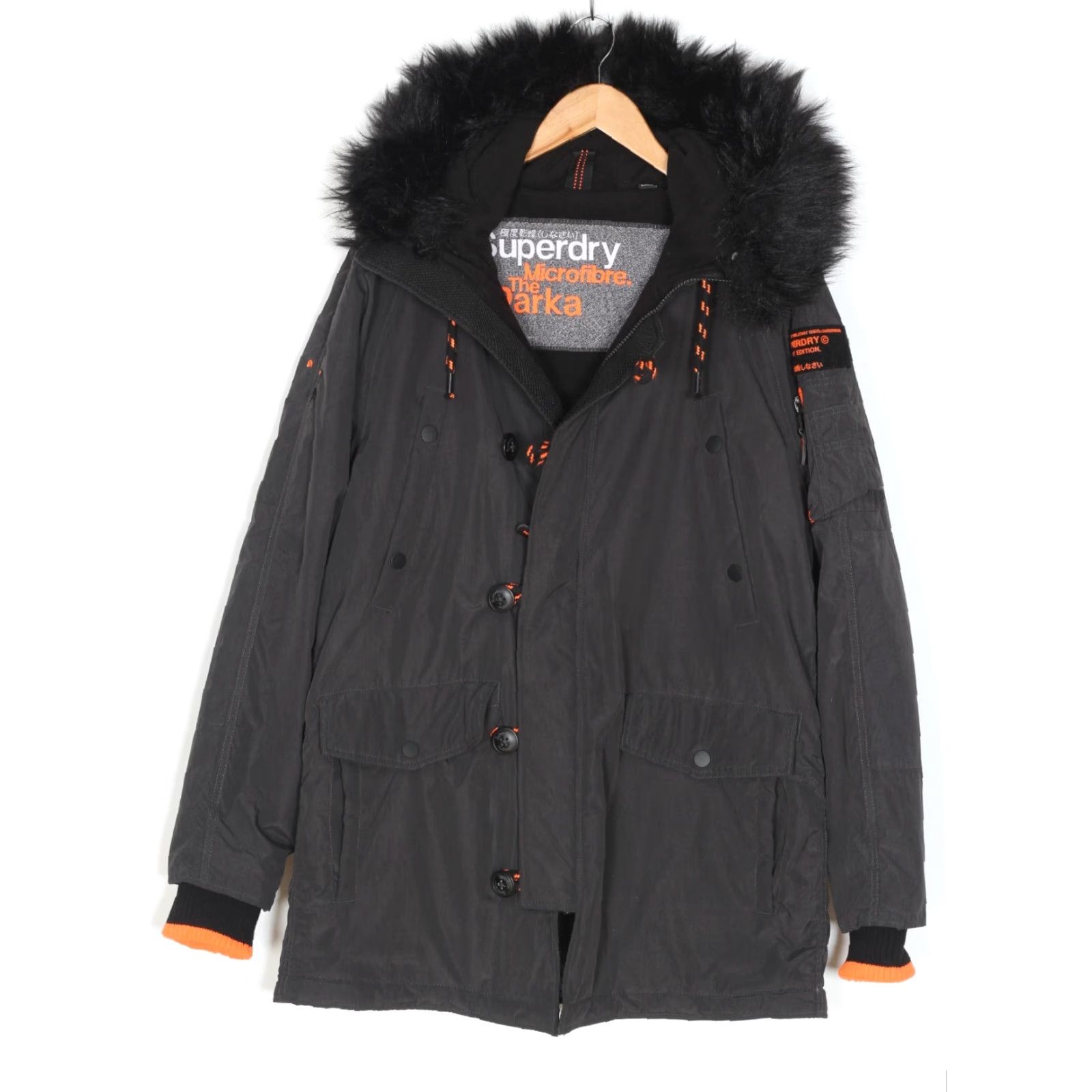 Superdry SUPERDRY Parka Jacket Men XL Fur Hooded MJ5617 Black Regular Size XL Parka Mens Jacket Size US XL / EU 56 / 4 - 2 Thumbnail