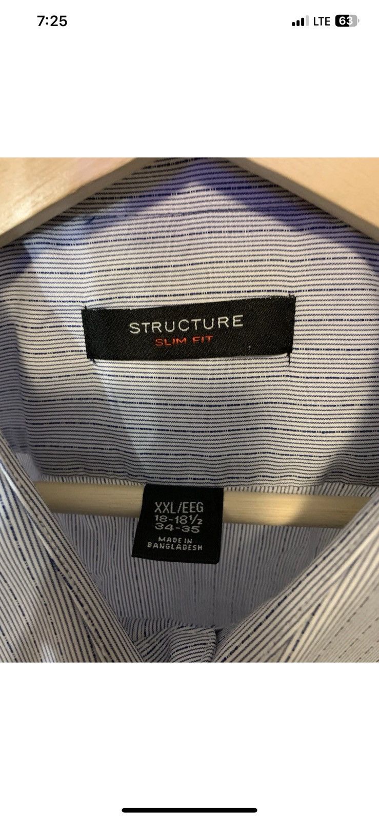 Structure Vintage 80s Structure Mens Sz XXL Button Shirt Blue Striped Size US XXL / EU 58 / 5 - 2 Thumbnail