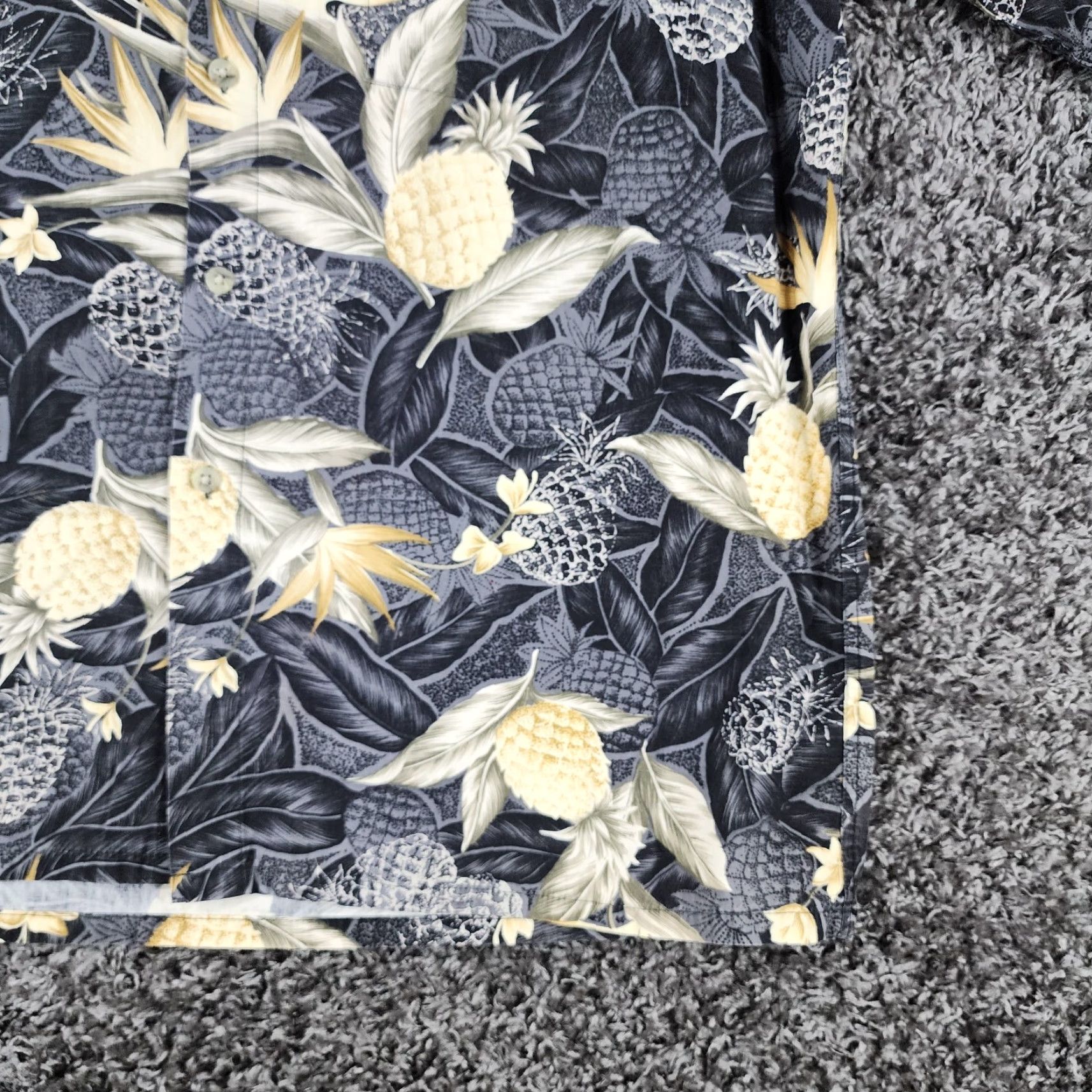 Vintage VINTAGE Campia Moda Mens Shirt Gray Floral Pineapple Short Sleeve 100% Cotton Size L Mens Size US 33 - 2 Thumbnail