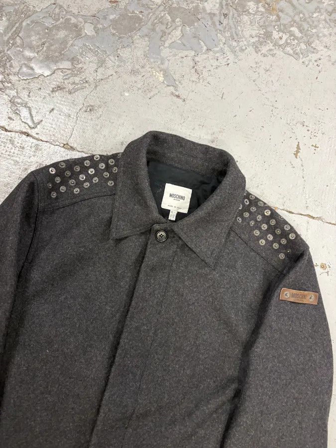 Moschino 2000s Moschino Grey Wool Studded Jacket Size US M / EU 48-50 / 2 - 4 Thumbnail