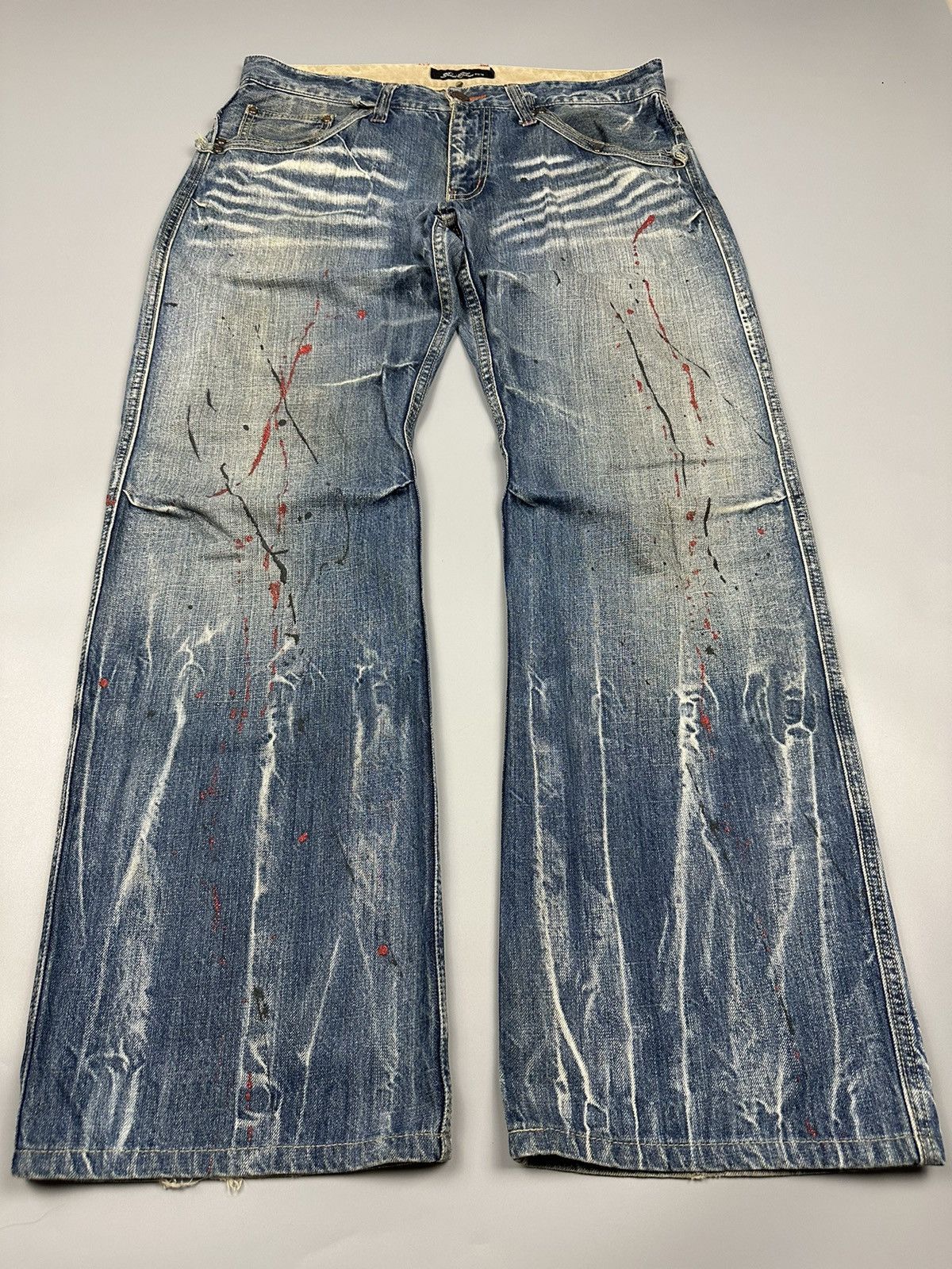 If Six Was Nine × Le Grande Bleu (L.G.B.) 🔥Sick Nice🔥 Root Three Style Whiskered Painted Flared Denim Size US 34 / EU 50 - 3 Thumbnail