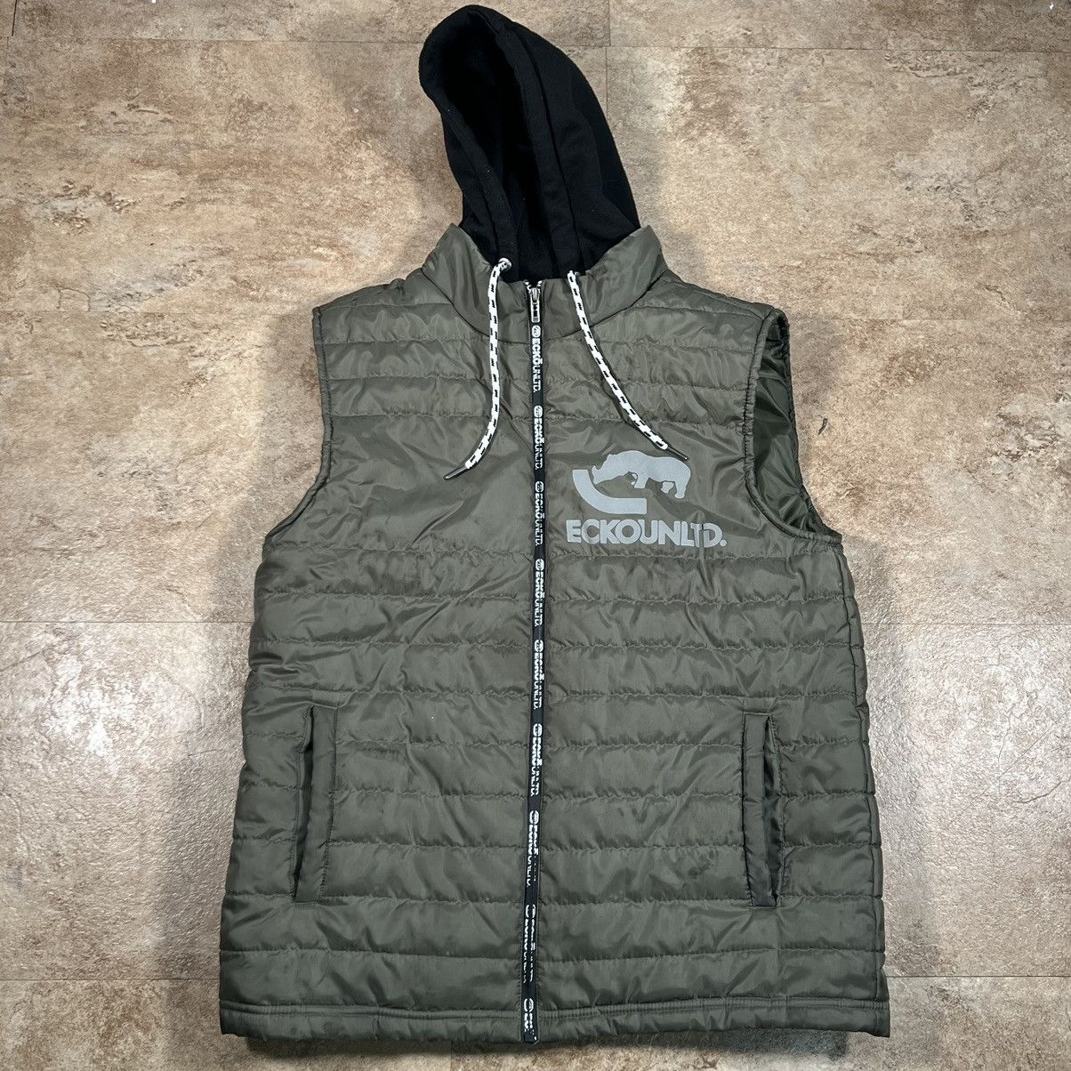 Ecko Unltd. × Marc Ecko Y2k Ecko Unltd Olive Green Hooded Puffer Vest Size Medium Size US M / EU 48-50 / 2 - 2 Thumbnail