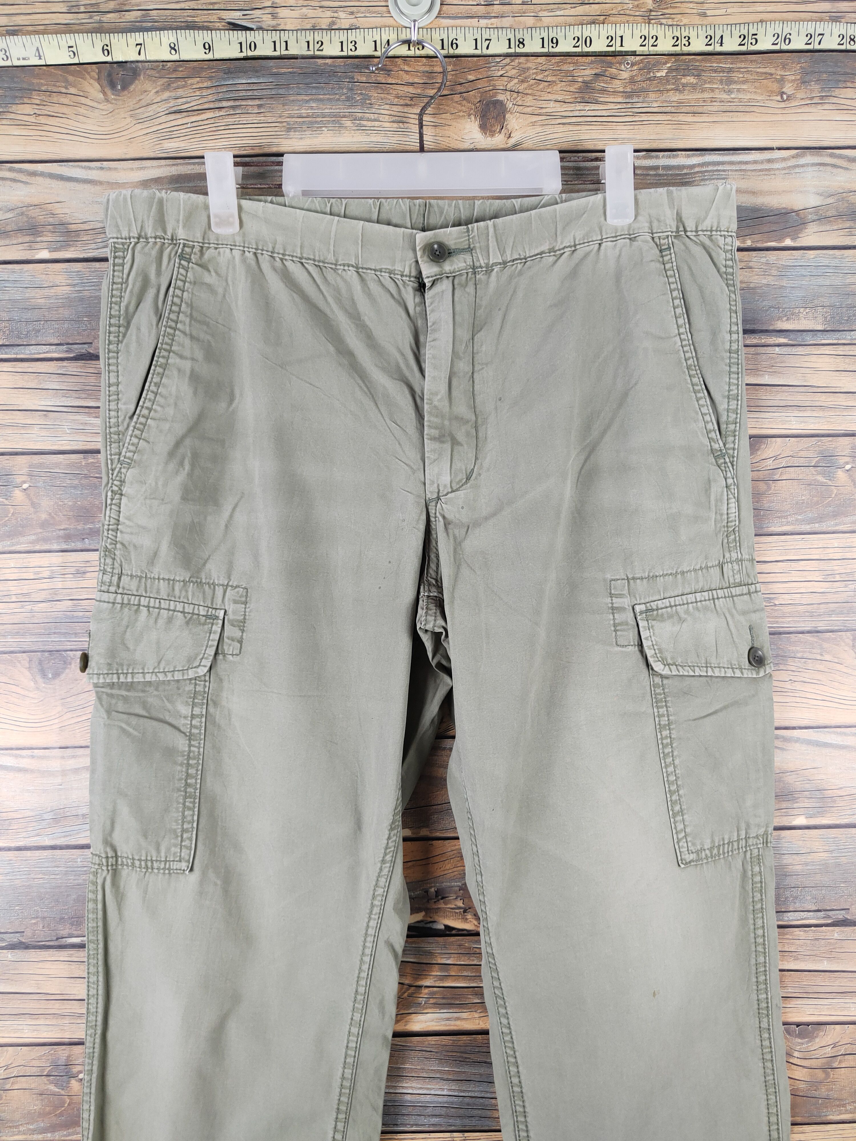 Japanese Brand DL Uniqlo Green Faded Multipocket Tactical Cargo Pants #1303 Size US 33 - 2 Thumbnail