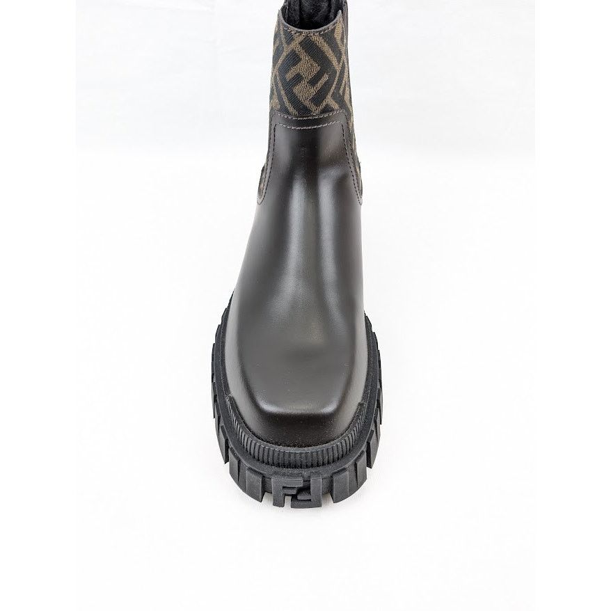 Fendi o1rshd1 Men's Fabric Calf Leather Boots in Black/Dark Brown Size US 11 / EU 44 - 8 Thumbnail