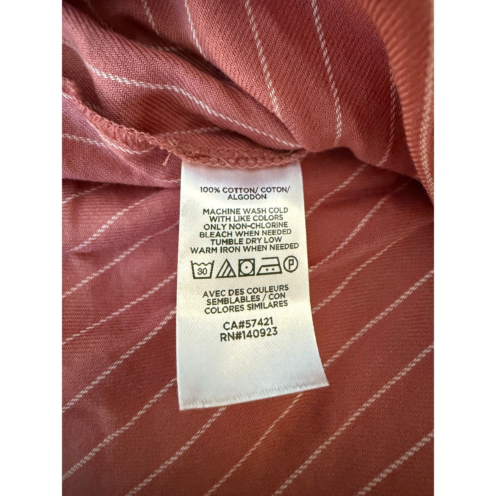 Loft LOFT Pink Pinstripe Blouse 100% Cotton - Size Large Size L / US 10 / IT 46 - 5 Thumbnail