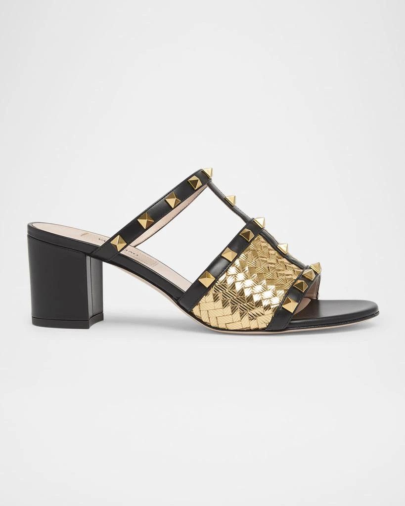 Valentino os11x0126 Nappa Leather Slide Sandals in Black/Gold Size US 9 / IT 39 - 1 Thumbnail