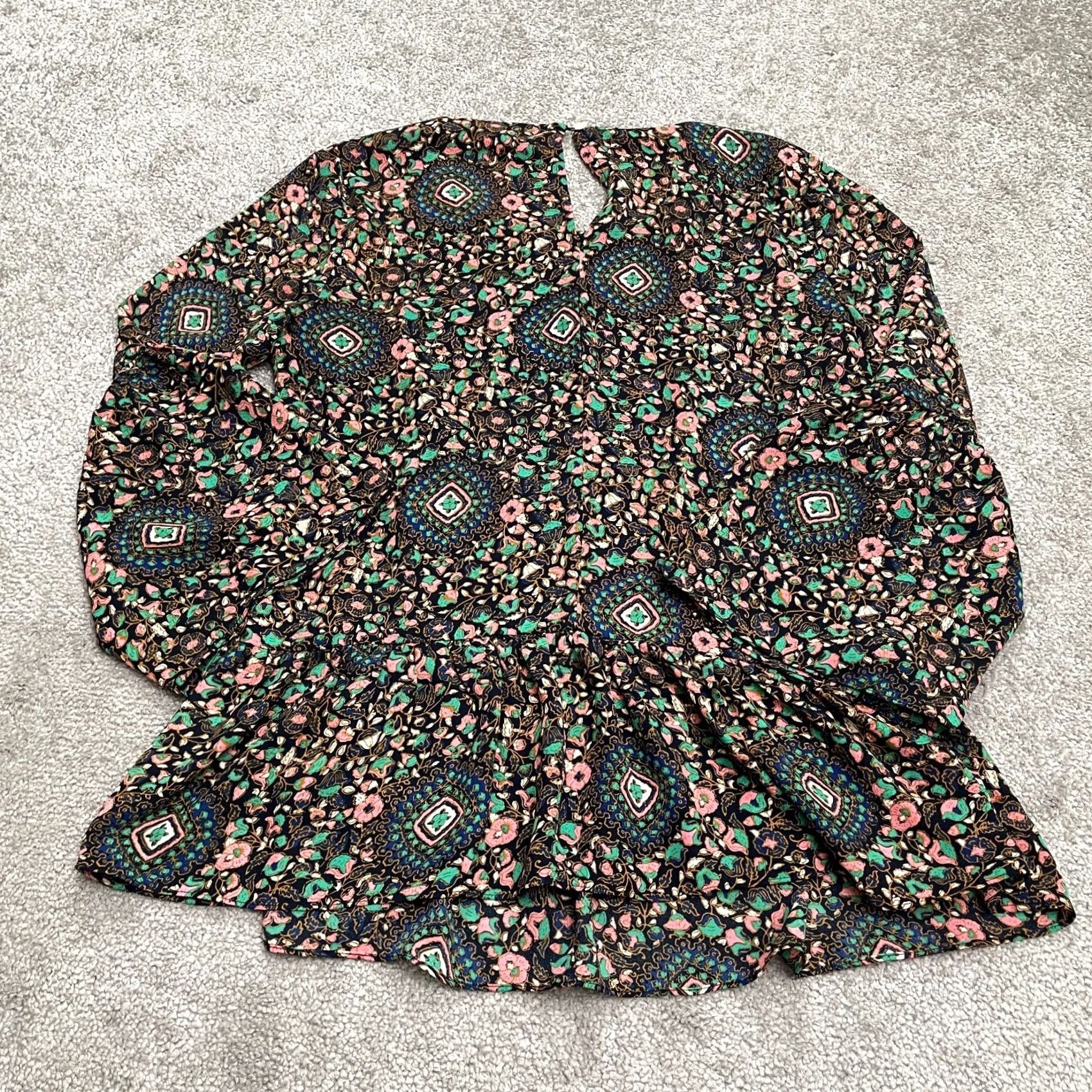 J.Crew J.Crew Blouse Shirt Womens XXS Multicolor Floral Bell Sleeve Tunic Top Regular Fit Blouse BOhemian Colorful Casual Top Size XXS / US 00 / IT 34 - 2 Thumbnail