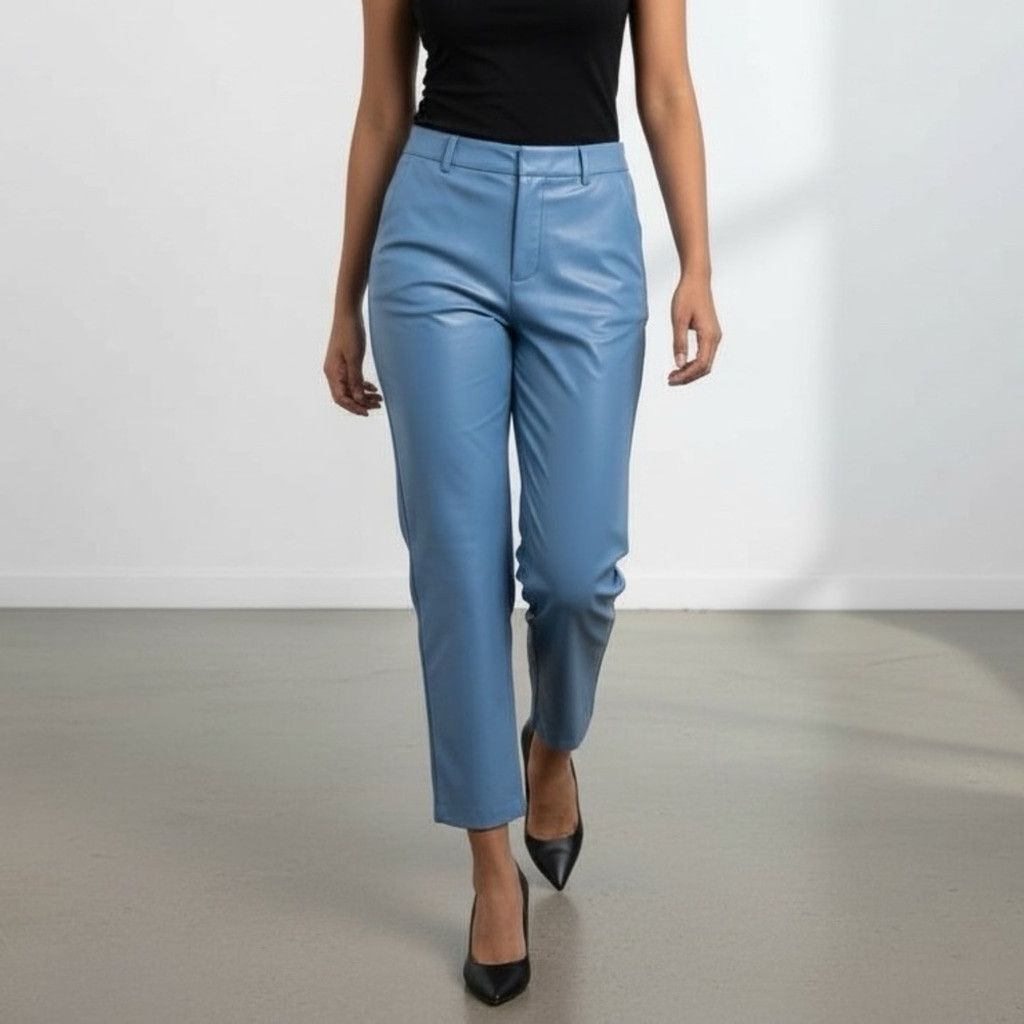 Other Babaton Command Blue Faux Leather Straight Ankle Pants US 6 Size 28" / US 6 / IT 42 - 1 Thumbnail