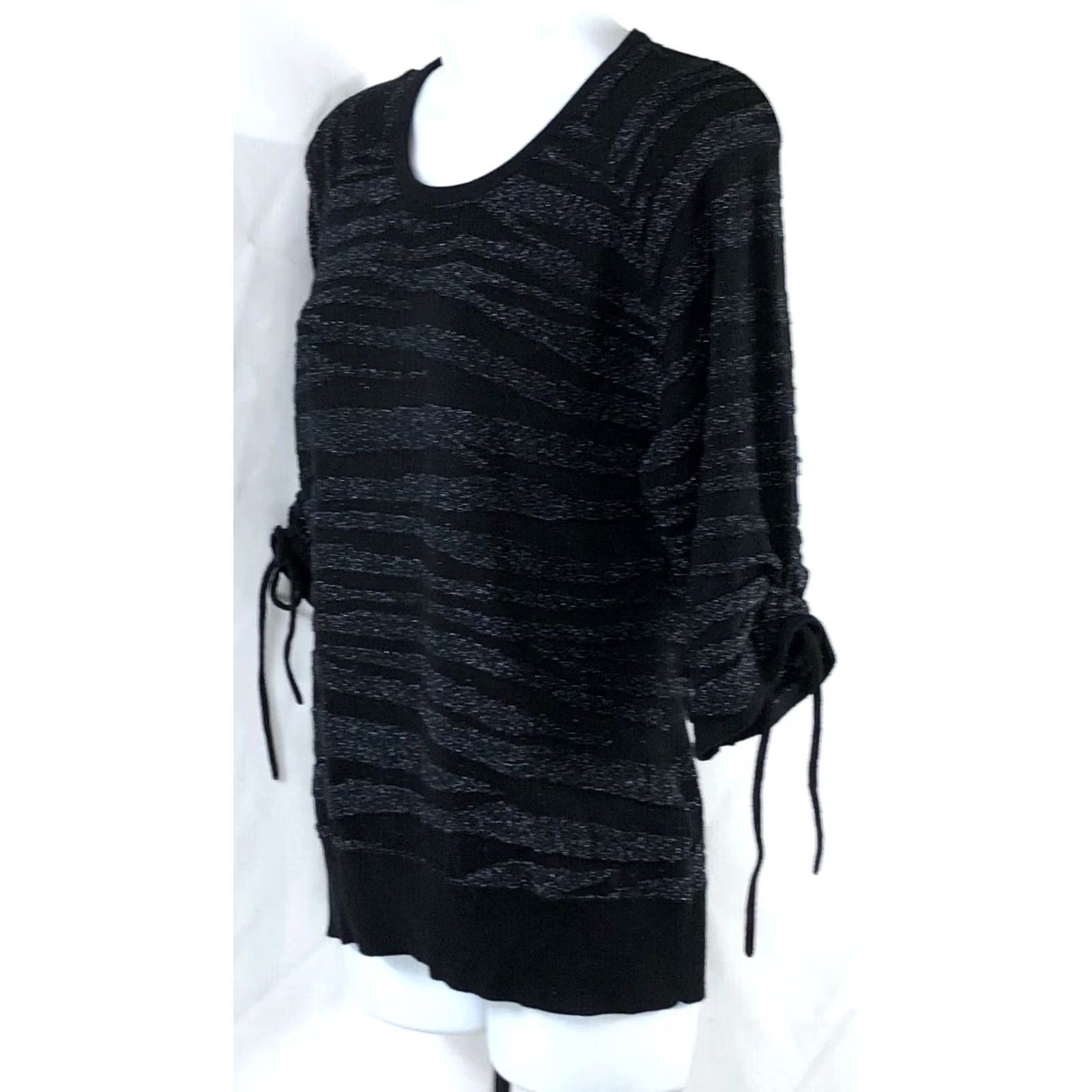 Worthington Worthington Sweater Top M Blk Zebra Glitter Metallic Gathered Ties 90s Y2K Glam Size M / US 6-8 / IT 42-44 - 2 Thumbnail