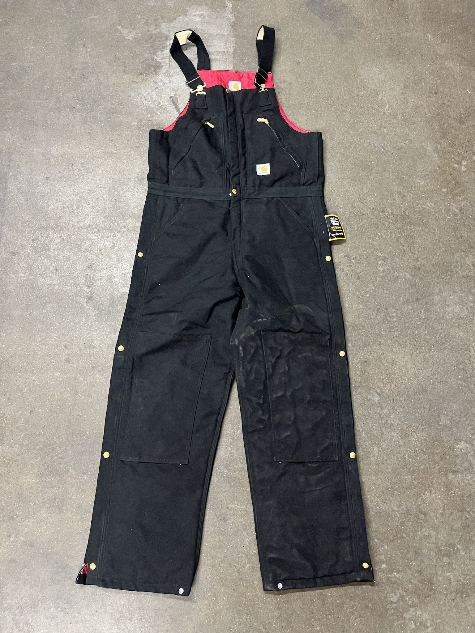 Carhartt Deadstock NWT Black Thick Canvas Overalls Size 34x30