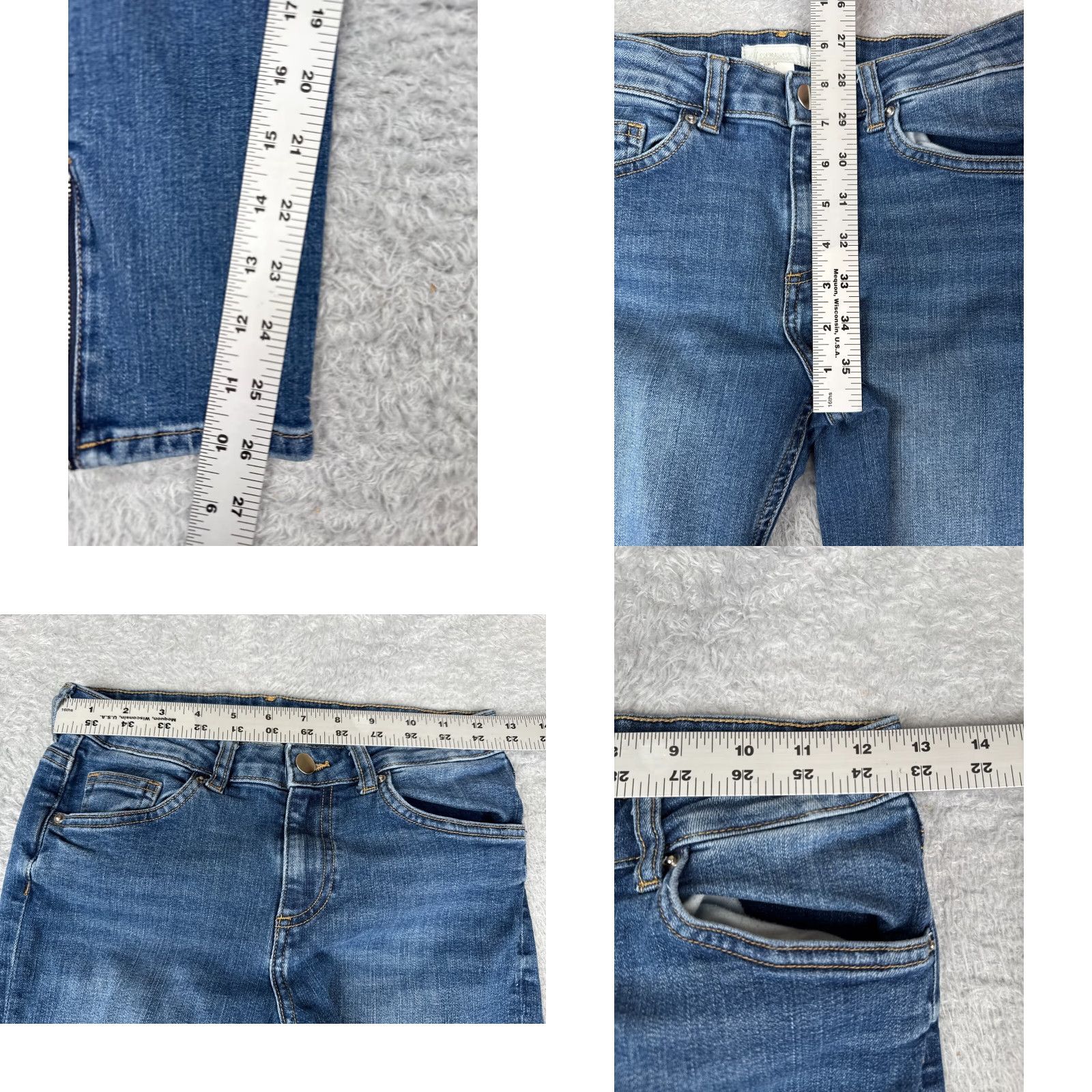 H&M HM Conscious Jeans Women 4 Blue Denim Skinny Ankle Zip Low Rise Cotton 25x26 Size 27" / US 4 / IT 40 - 8 Thumbnail