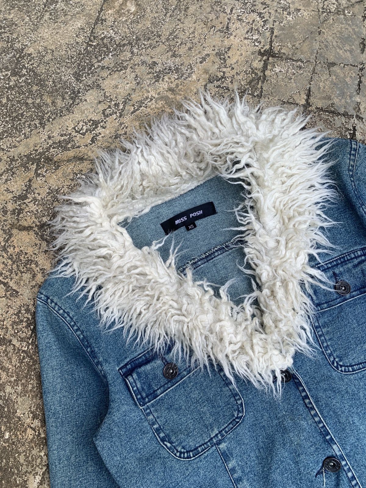 Japanese Brand × Seditionaries 2000s Miss Posh Jeans Fur Button Up Jacket Size S / US 4 / IT 40 - 3 Thumbnail