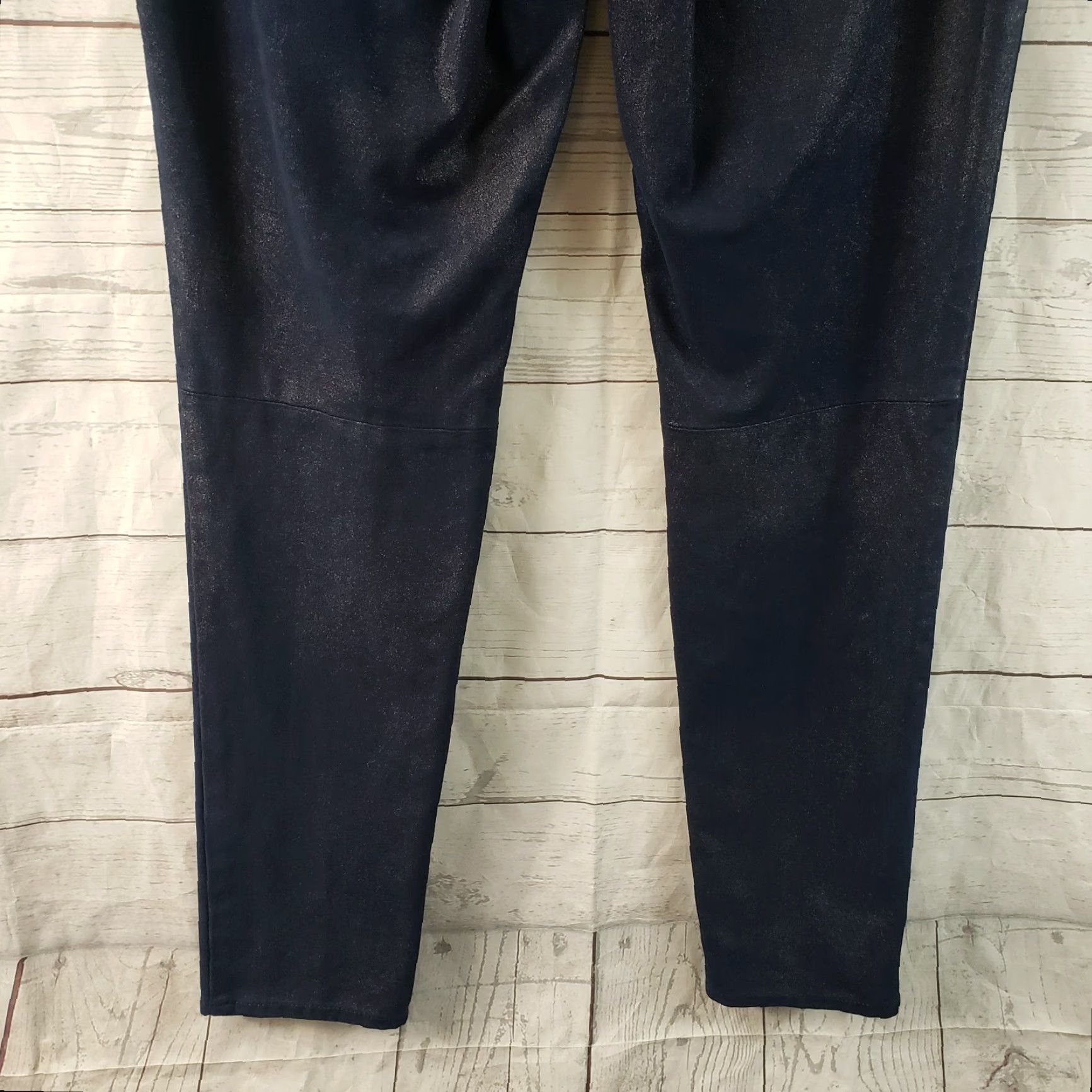 Vintage Chico's Womens Faux Suede Knit Pants Sz 6 Blue Shimmer Mid Rise Skinny Pants Womens Jeans Leg Style Skinny Inseam 28.5" Size 28" / US 6 / IT 42 - 5 Thumbnail